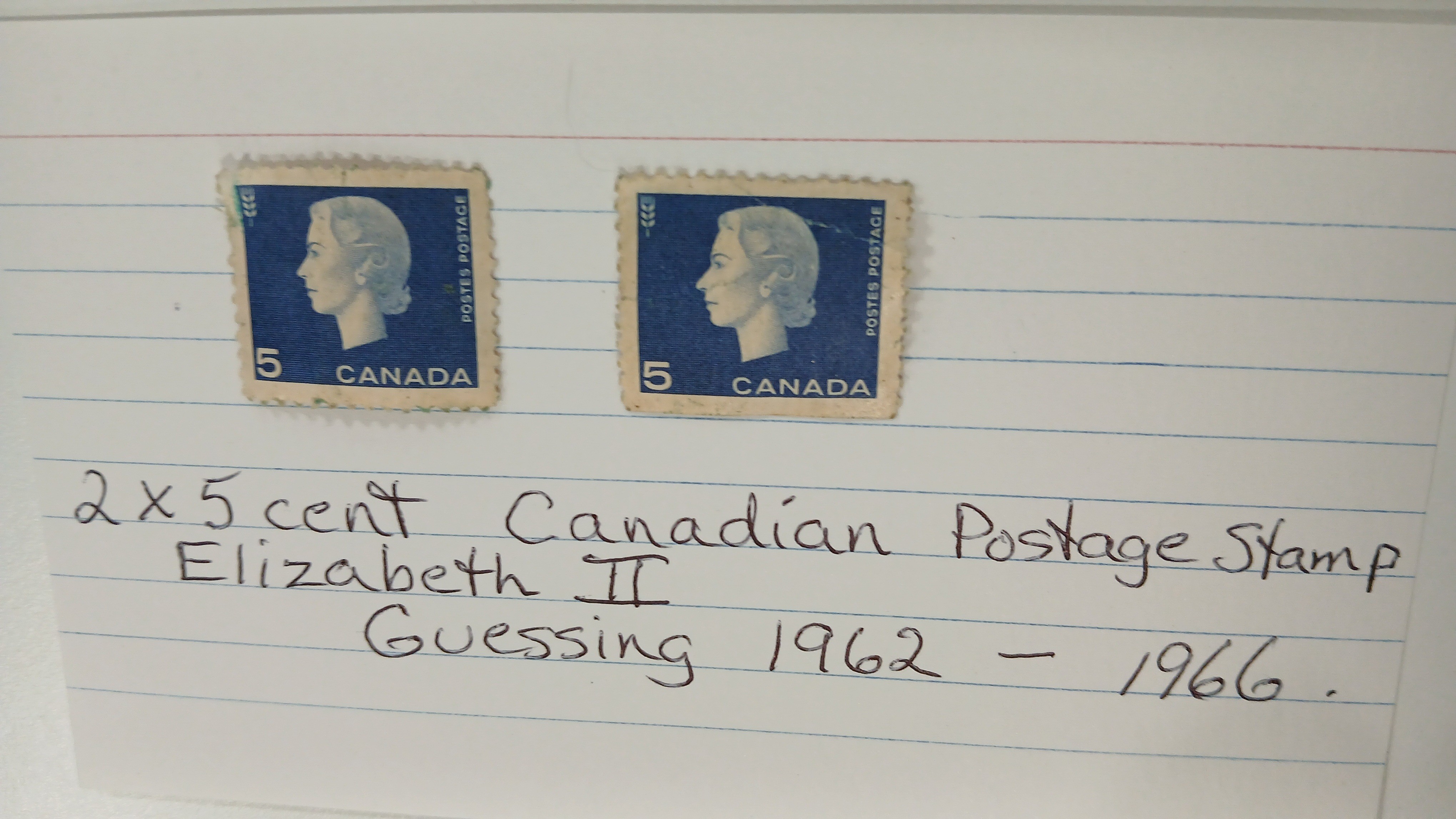 5 Cent Canadian Postage Stamps - Queen Elizabeth II
