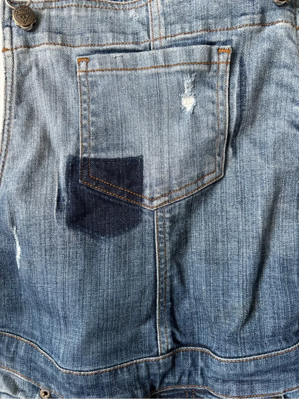 Vintage Guess Blue Denim Overalls with Contrast Stitching Y2K - photo 2