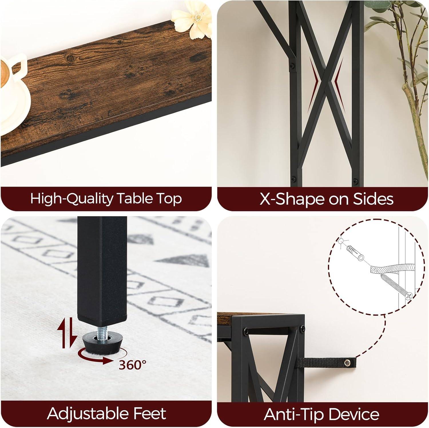 Narrow Console Table, Sofa Table with Charging Station - photo 3