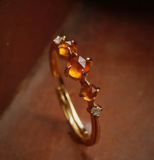 Gold Tone Ring with Orange Stones - photo 3