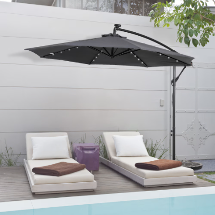 Outsunny 10ft Cantilever Umbrella w/ Solar Lights – Dark Gray - photo 3