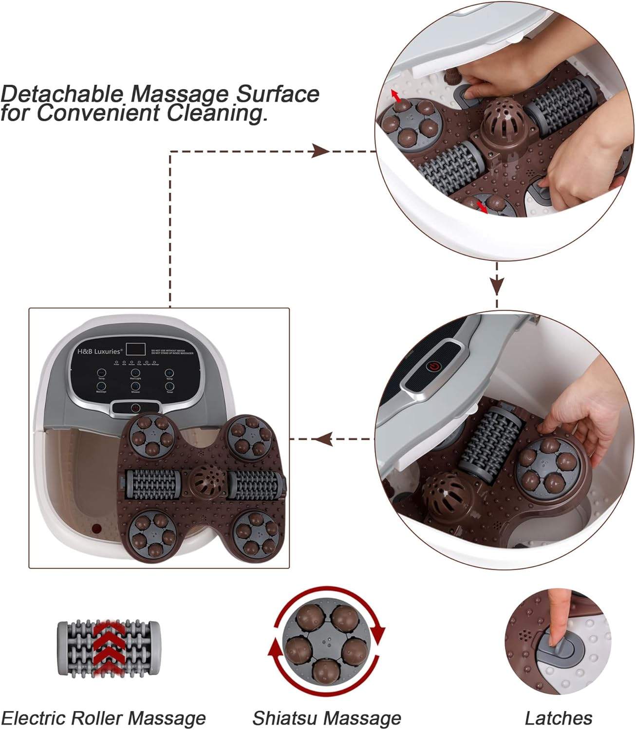 Foot Spa Bath Massager w/Temp Control, Motorized Rollers, Shower - photo 5