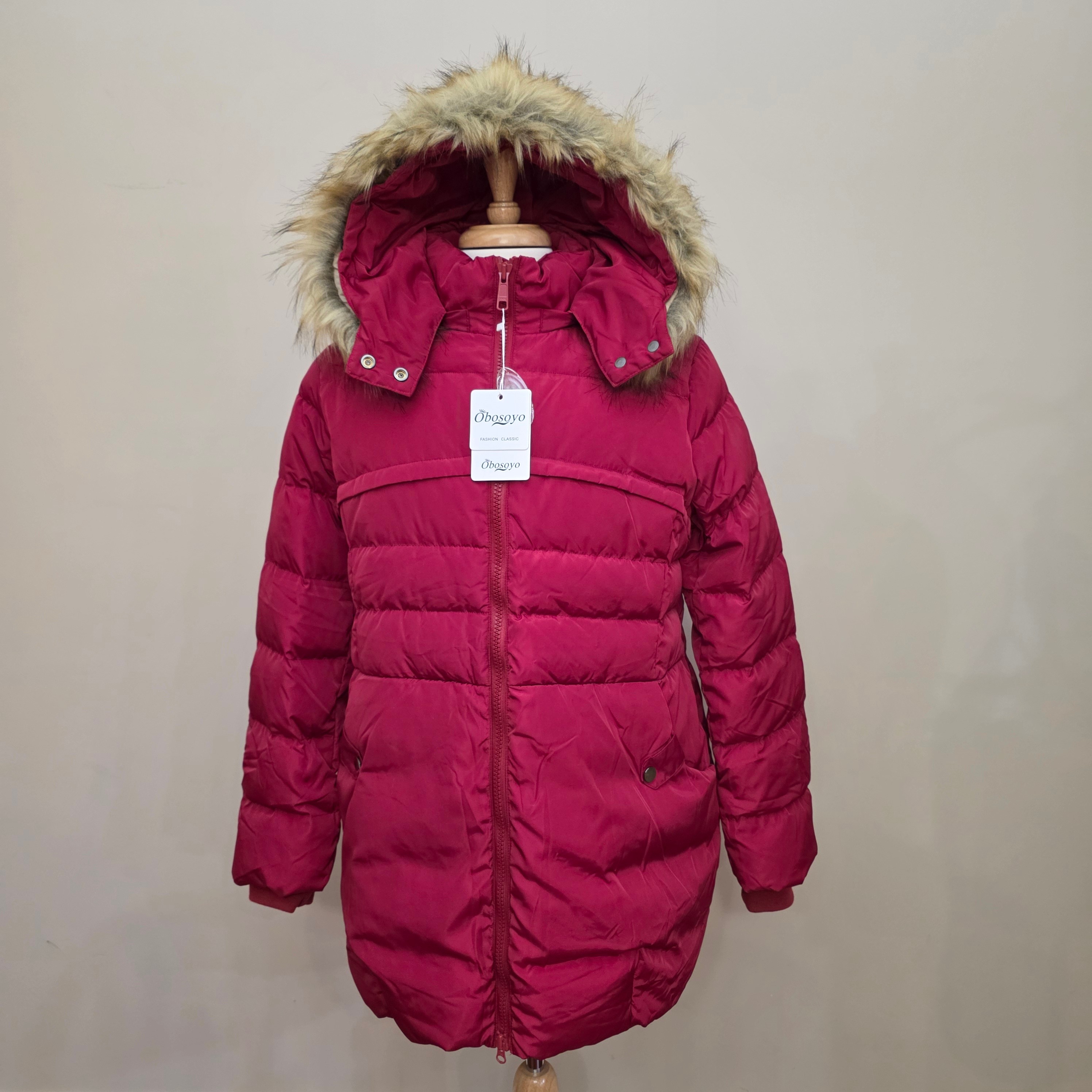 New Obosoyo Women’s Red Hooded Down Puffer Coat Jacket XL