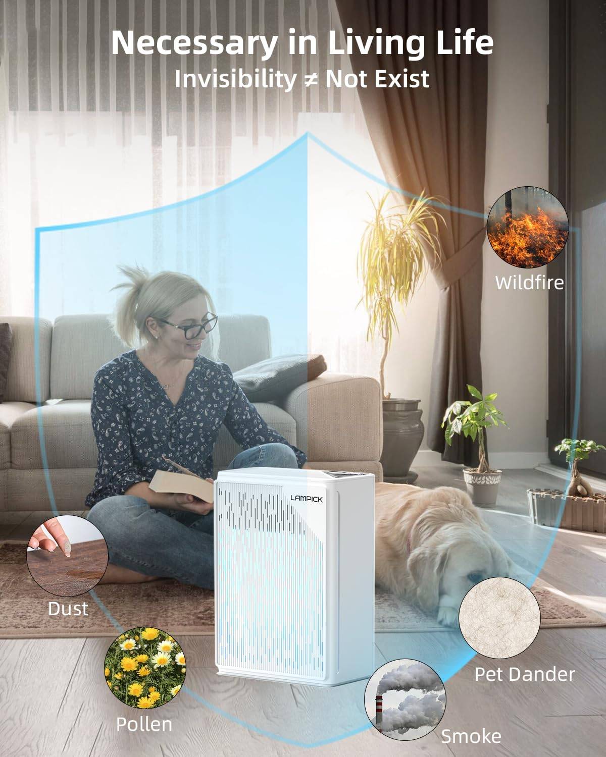 Lampick Air Purifier with H13 HEPA Filter