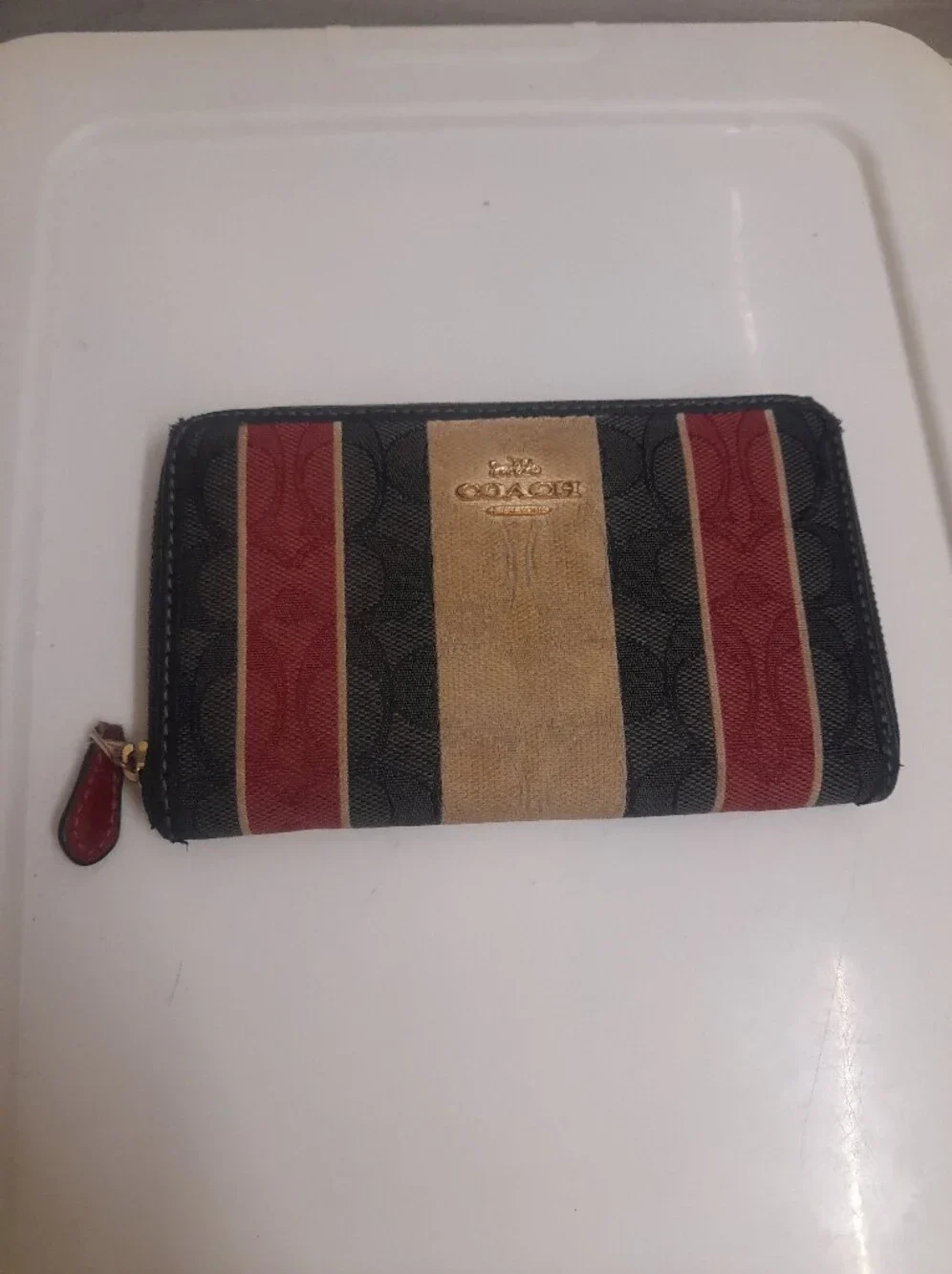 Coach Stripped Long Zip Wallet