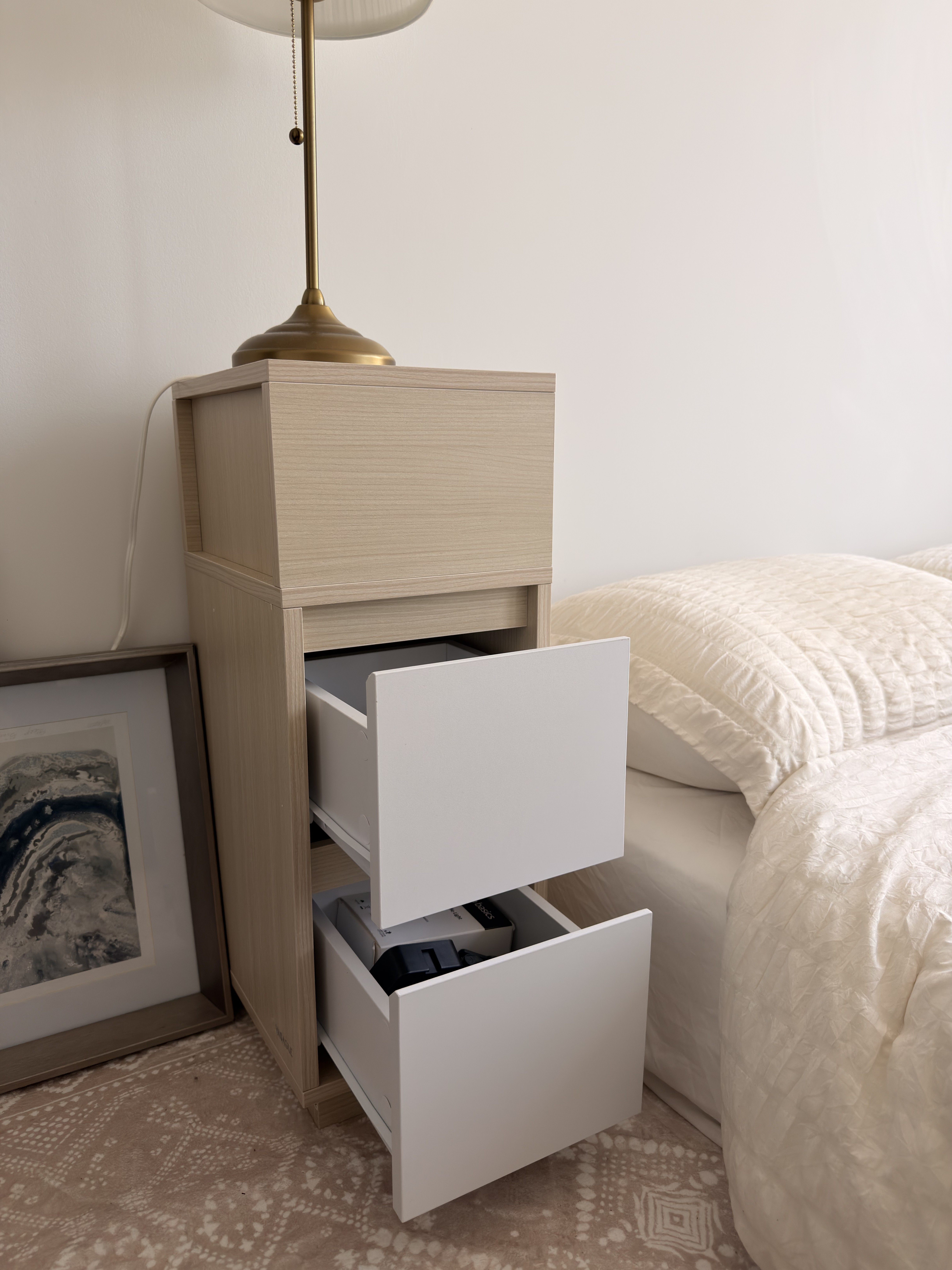 Modern Slim Nightstands Set of 2 with Drawers - photo 3