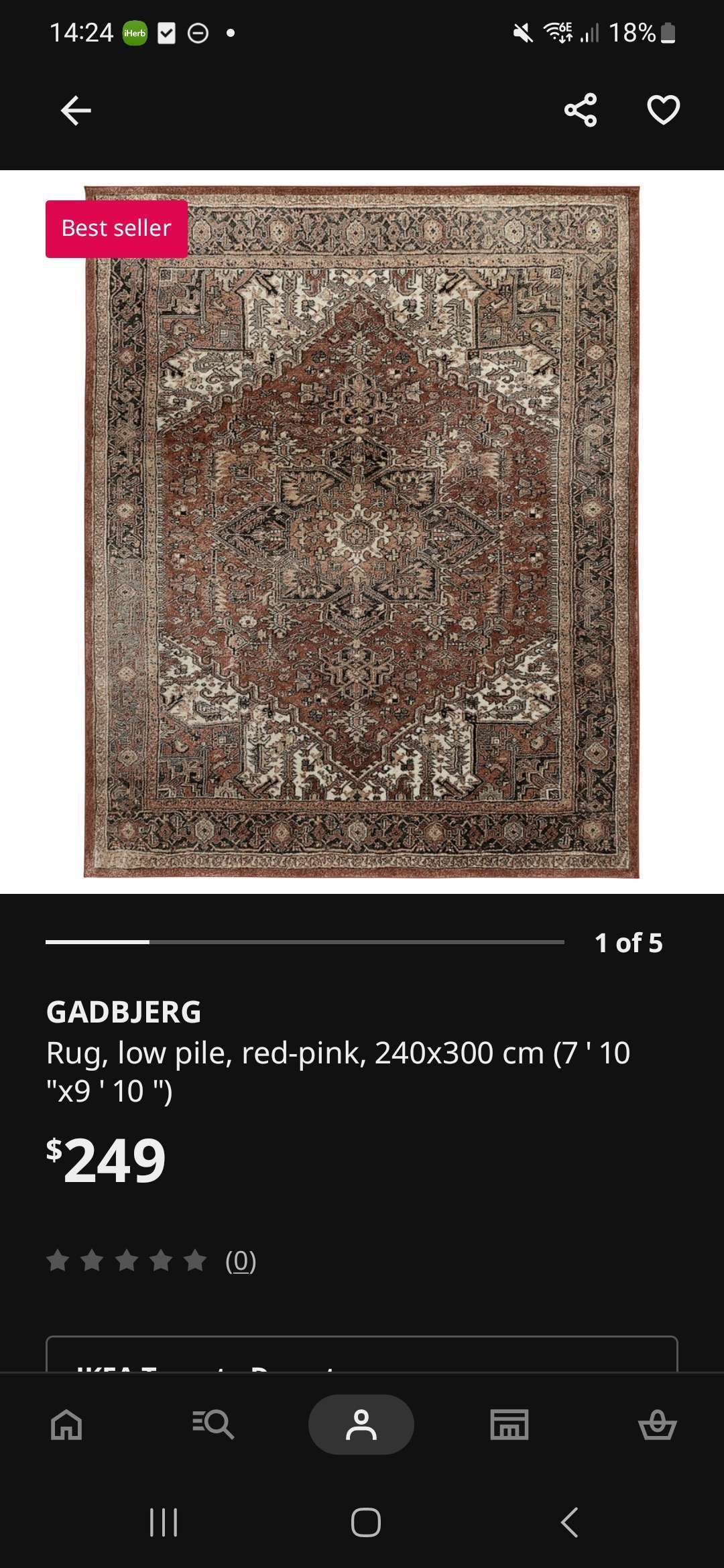 Persian rug (maroon/red/pink) low-pile, faded ikea rug - photo 4