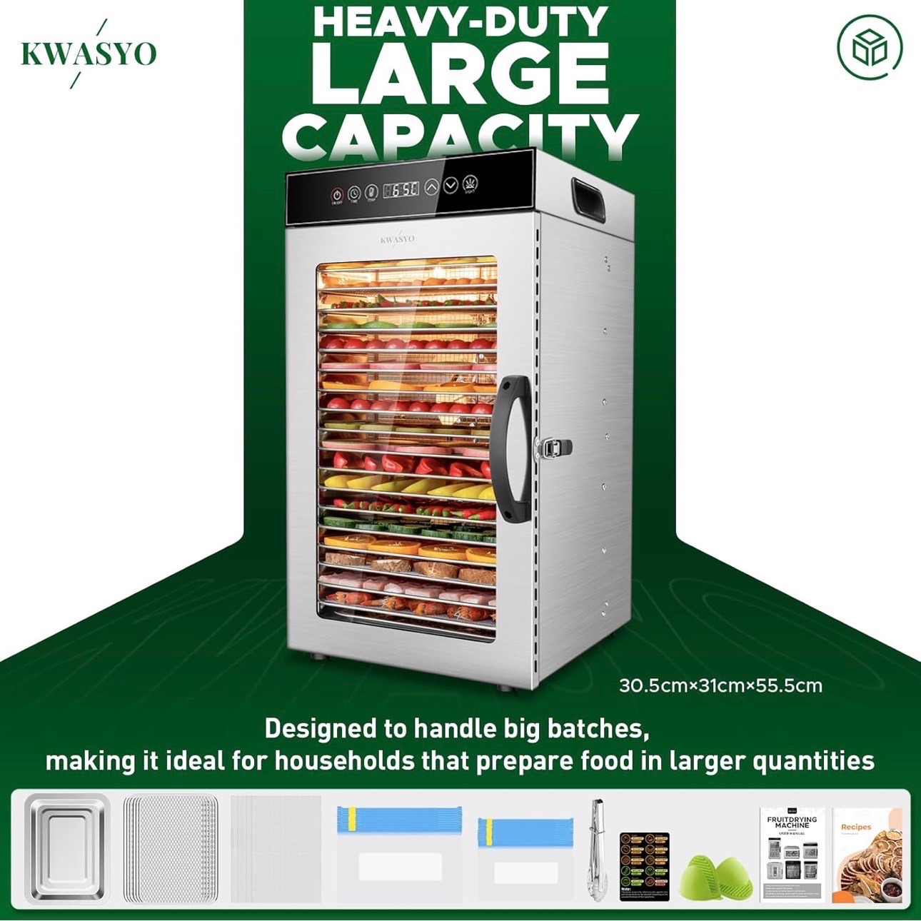 Food Dehydrator 18 Trays  Dual fan 360° 24H Temperature Control - photo 5