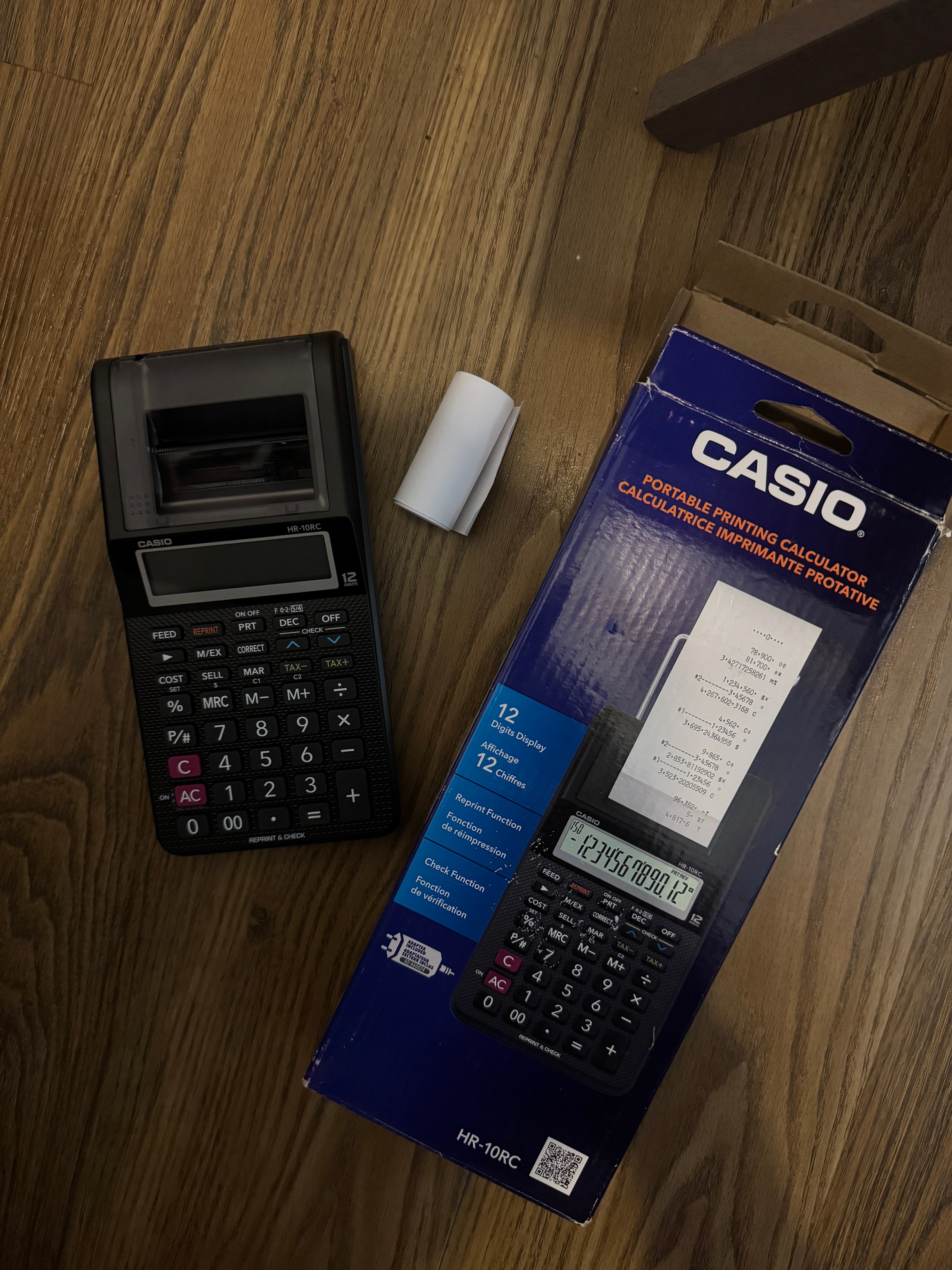 Casio HR-10RC 12-Digit Portable Printing Calculator.