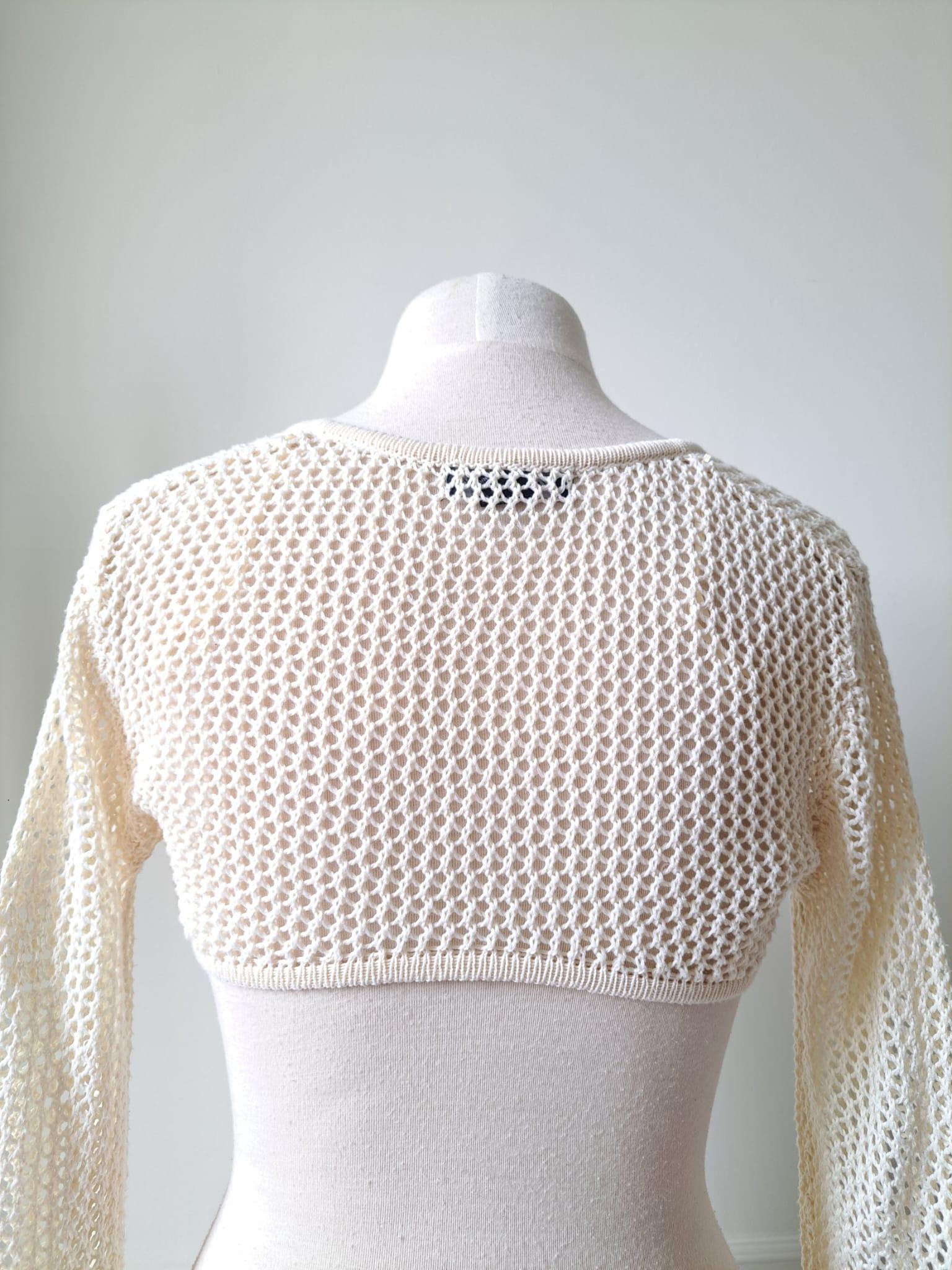 🍨 Cream Knit Cropped Bolero Shrug Cardigan - photo 4
