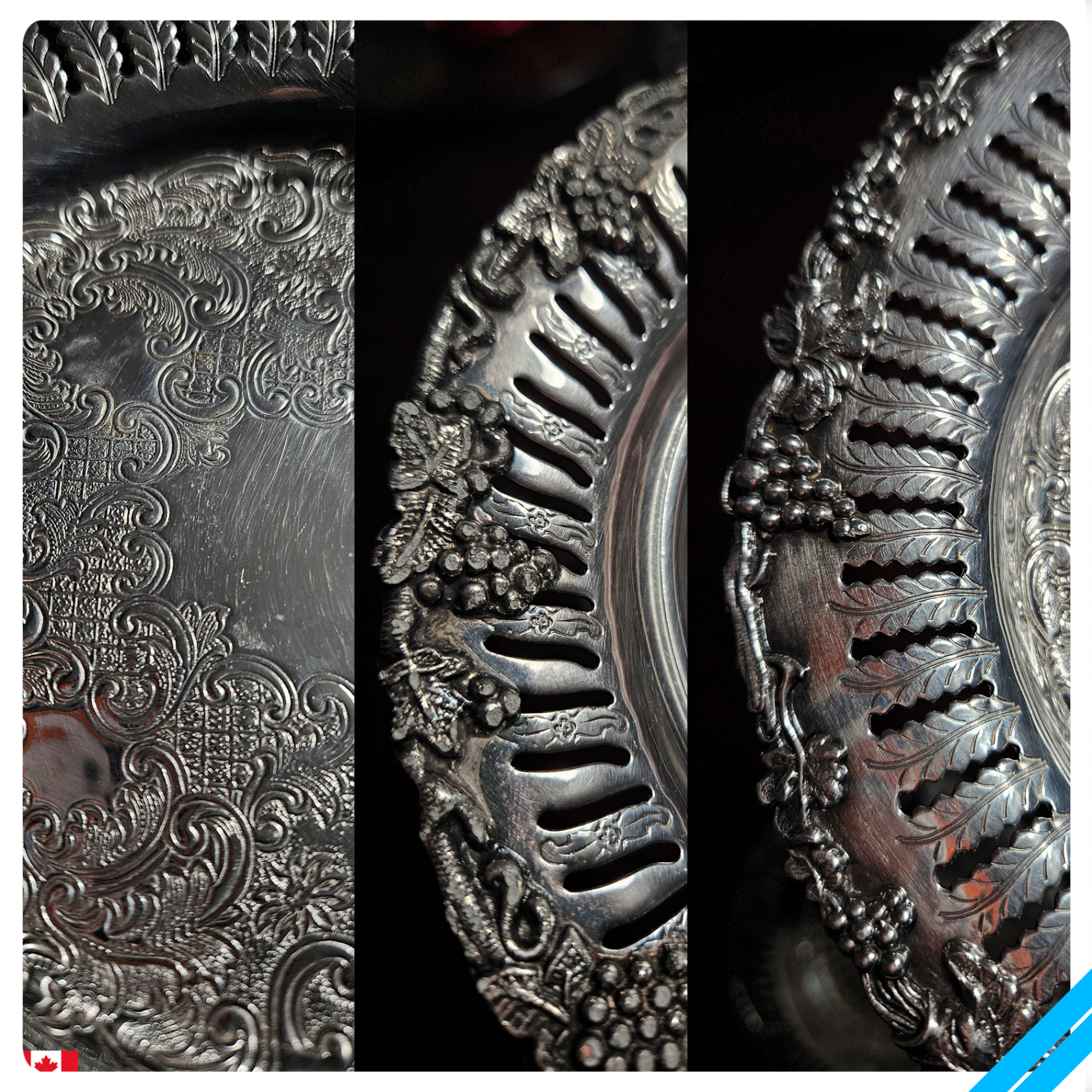 Ornate Pierced Silver Plated Trays  Set of 2 - photo 4