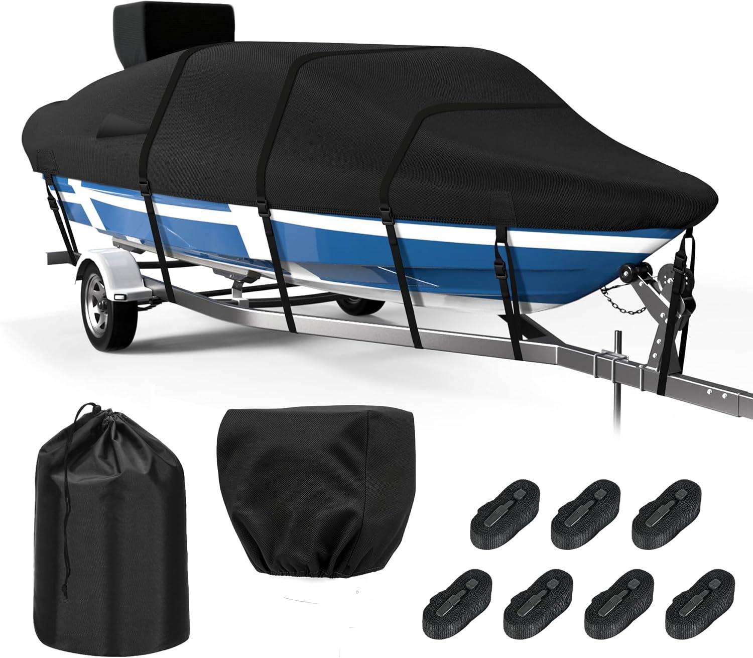 Boat Cover 20-22 FT - 1200D Heavy Duty Oxford Fabric w/storage