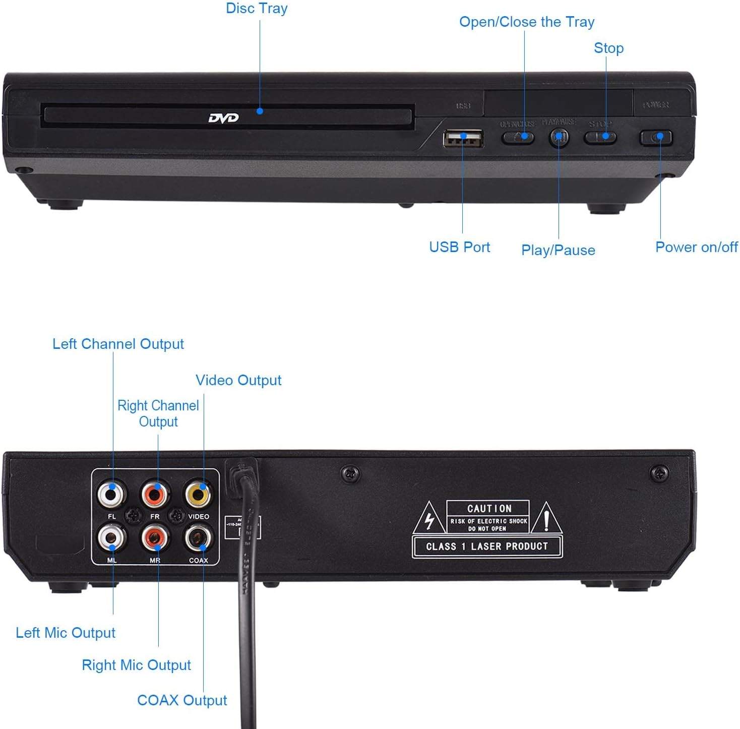 DVD-225 Home DVD/CD Player Digital AV Output, Remote Control - photo 2