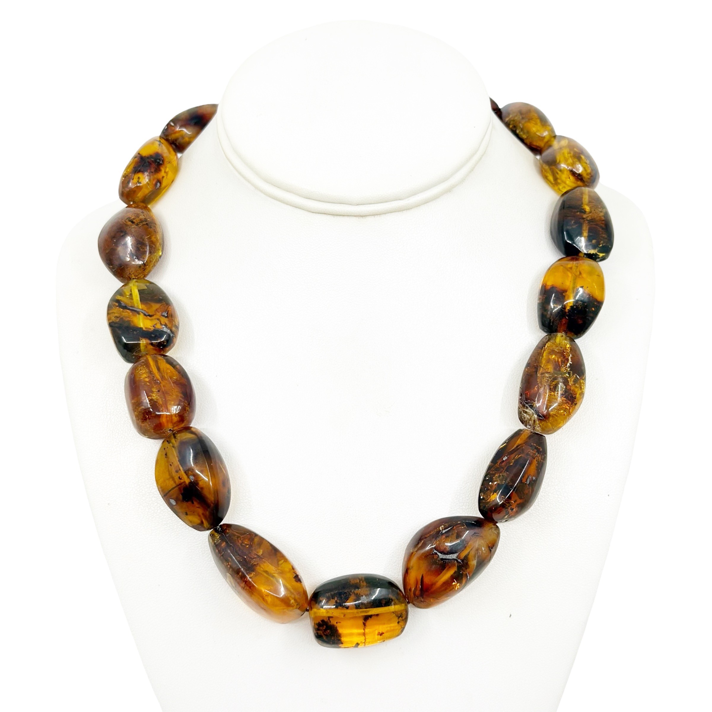 vintage Silver tone baltic amber nuggets bead necklace - GM1511 - photo 2