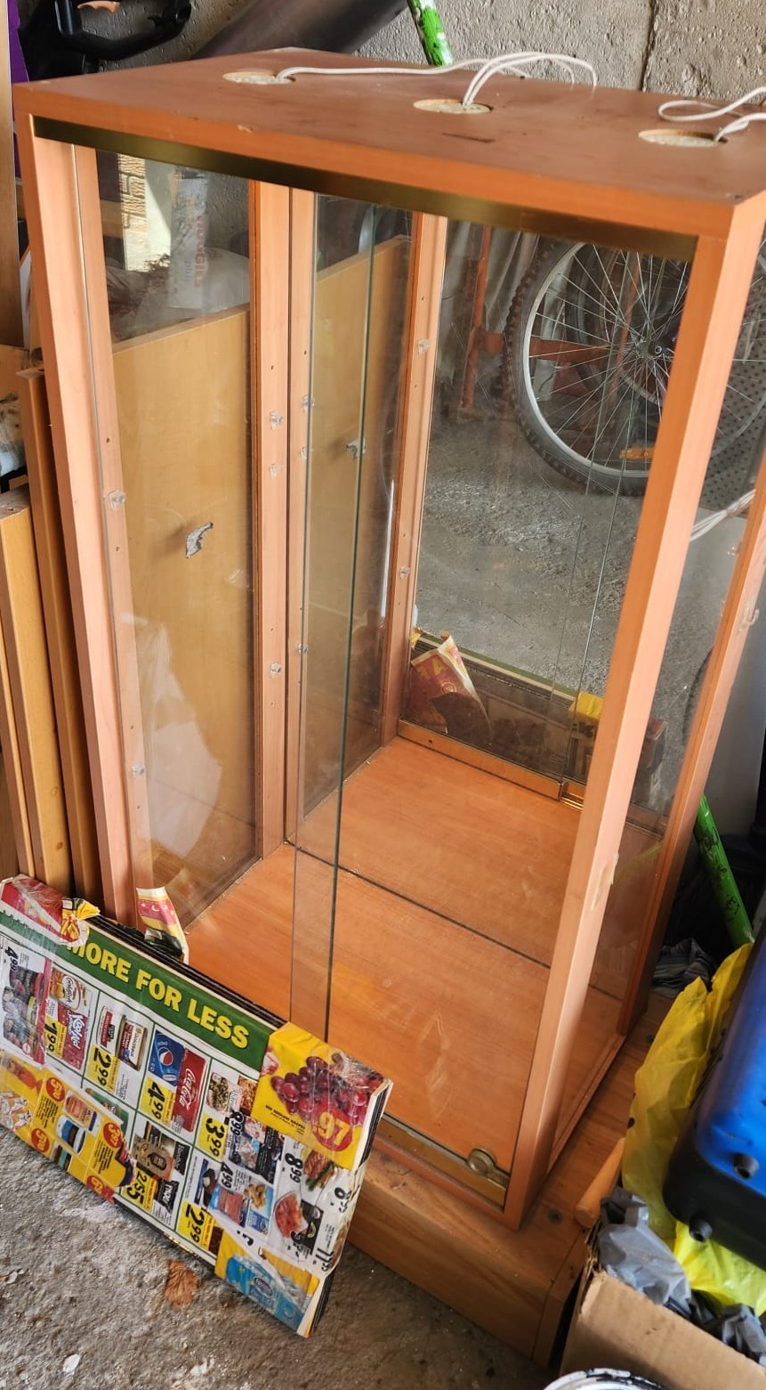 Tall Glass Display Cabinet — Wood Frame with Mirrored Back - photo 2