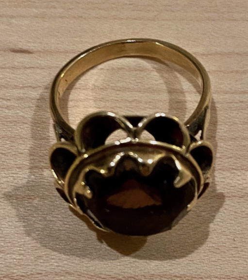 Antique 14K Gold Ring Smokey Topaz - photo 5