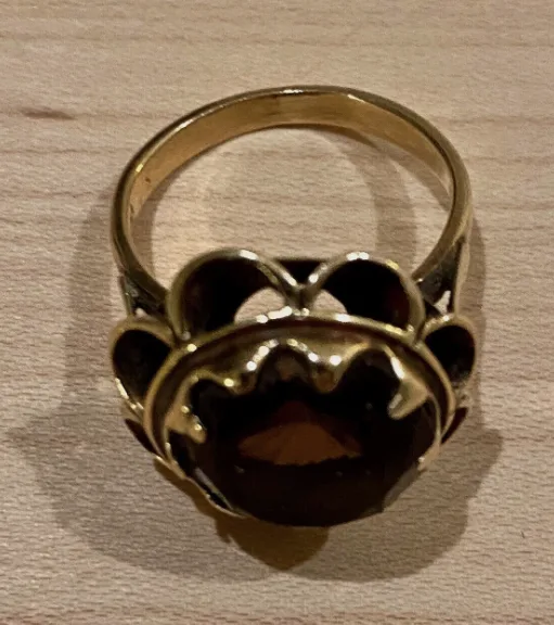 Antique 14K Gold Ring Smokey Topaz - photo 5