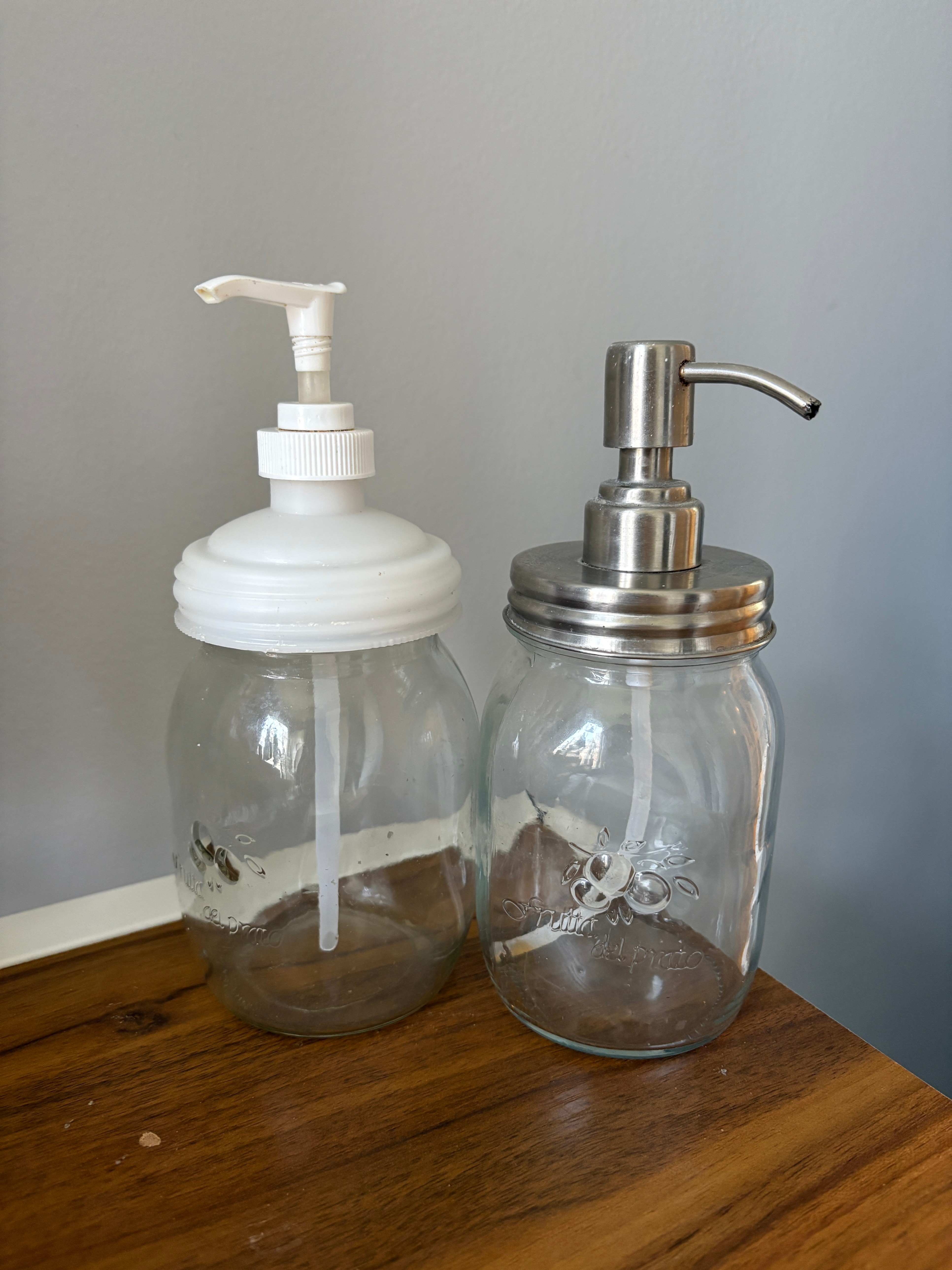 Two Mason Jar Soap Dispenser Lids with Pumps Regular Mouth