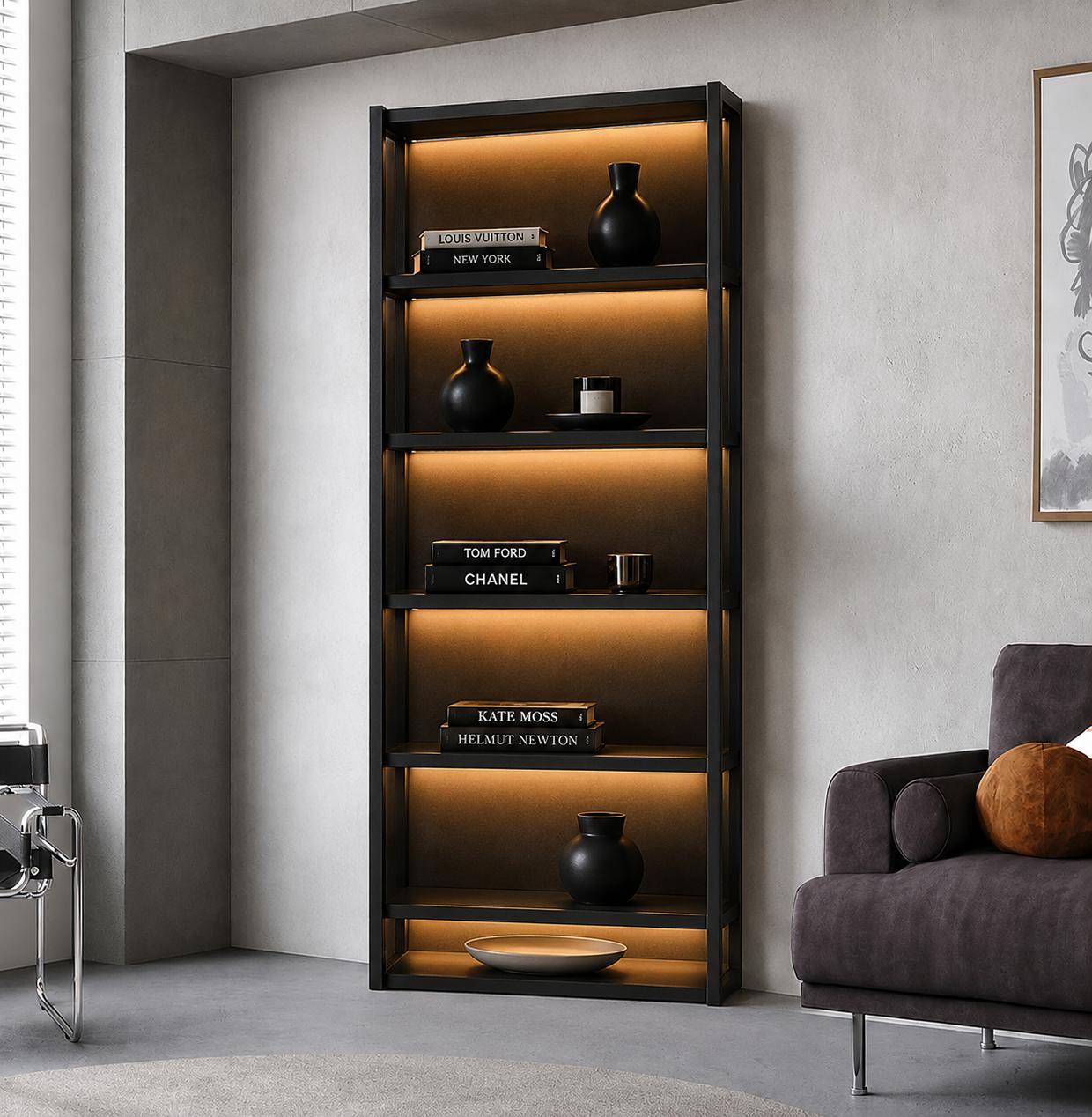 Modern LED Bookshelf – Contemporary MDF Bookcase