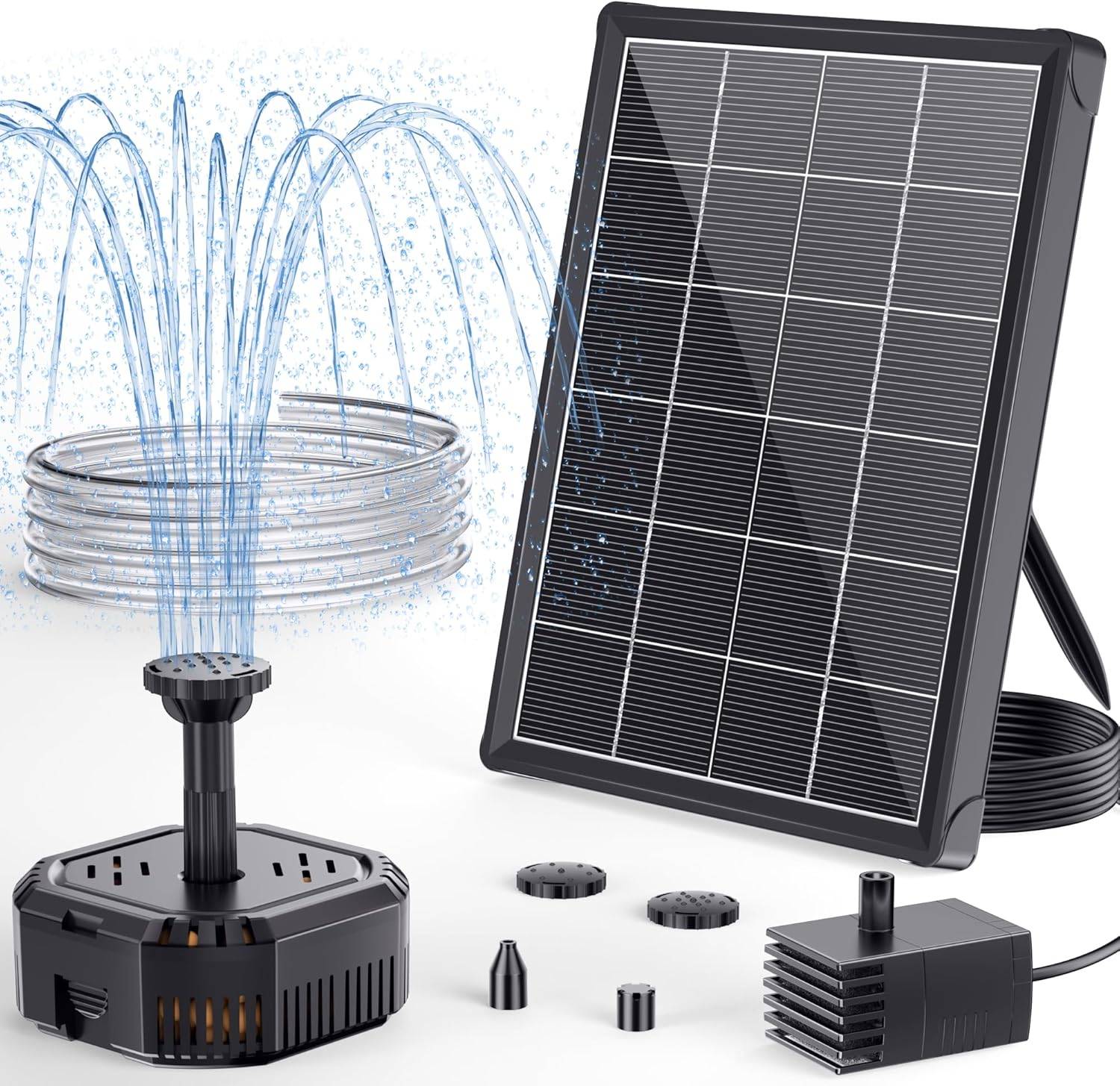 POPOSOAP 4W Solar Fountain Pump with Filter Box, Solar Powered