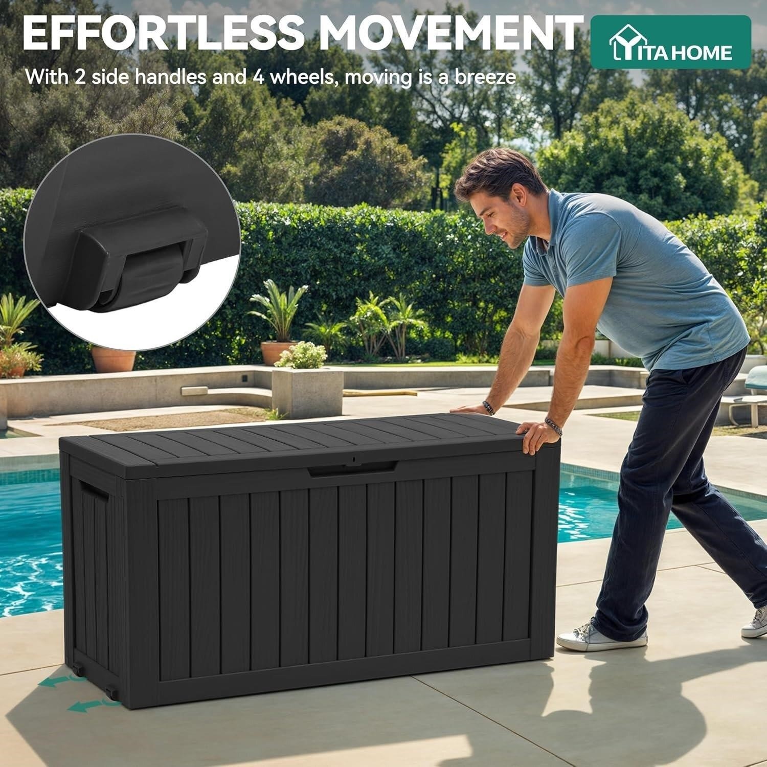 KETER Plastic Outdoor Storage Deck Box - Black - photo 2