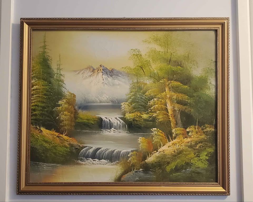 Vintage Framed Mountain Landscape Painting