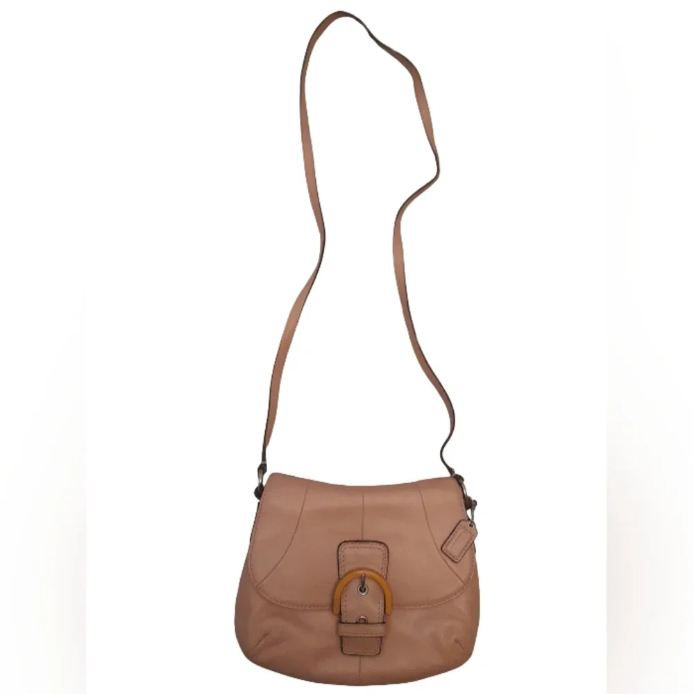 Coach Soho Leather Sling Crossbody Flap Pale Shimmer Pink Y2K - photo 3