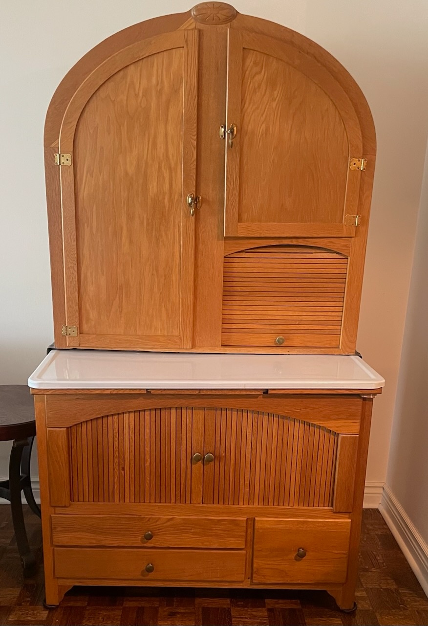 Antique Hoosier-Style Kitchen Cabinet | Solid Wood, Flour Sifter