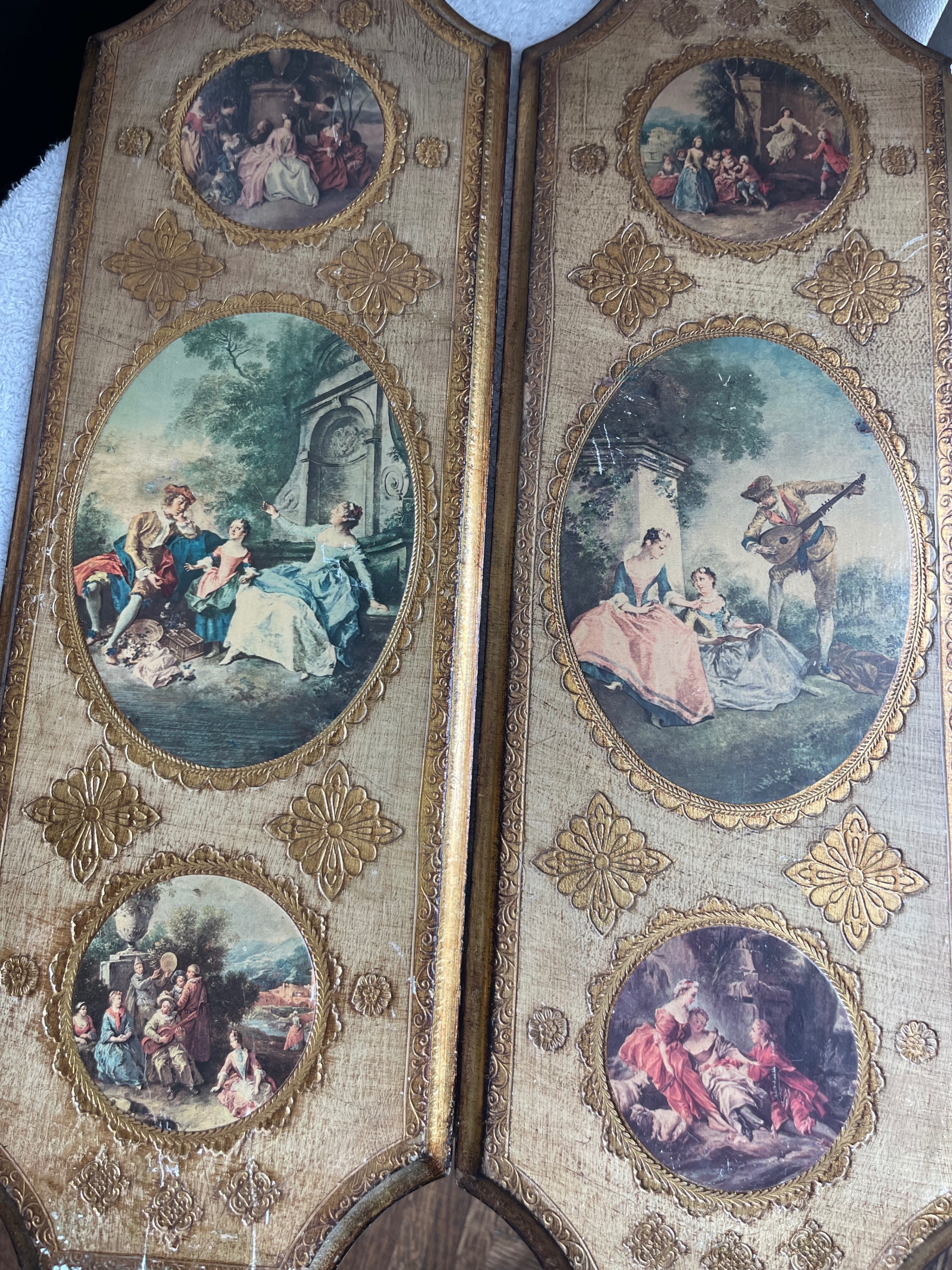 Large Pair of Vintage Italian Gold Gilt Florentine Wall Plaques - photo 4