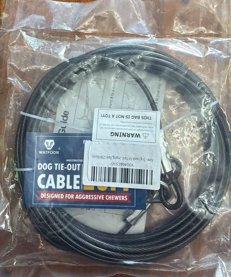 New Dog Tie-Out Cable 25ft Black