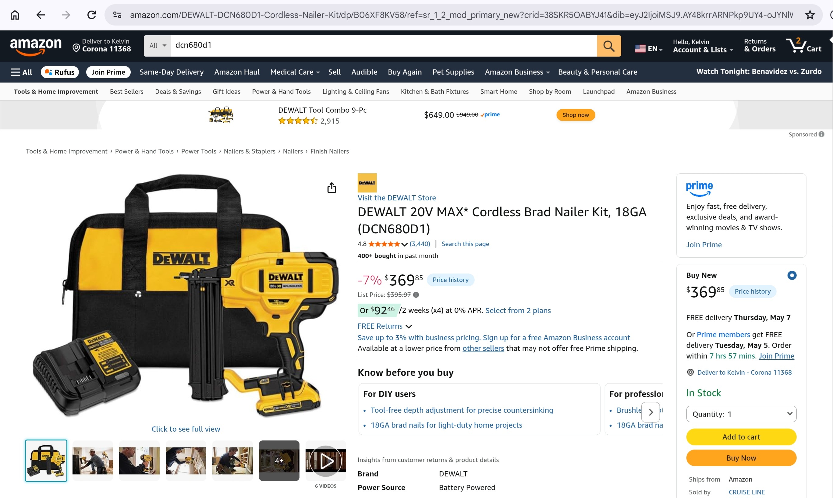 DEWALT 20V MAX XR Brushless 18 GA Brad Nailer Kit DCN680D1 - photo 2