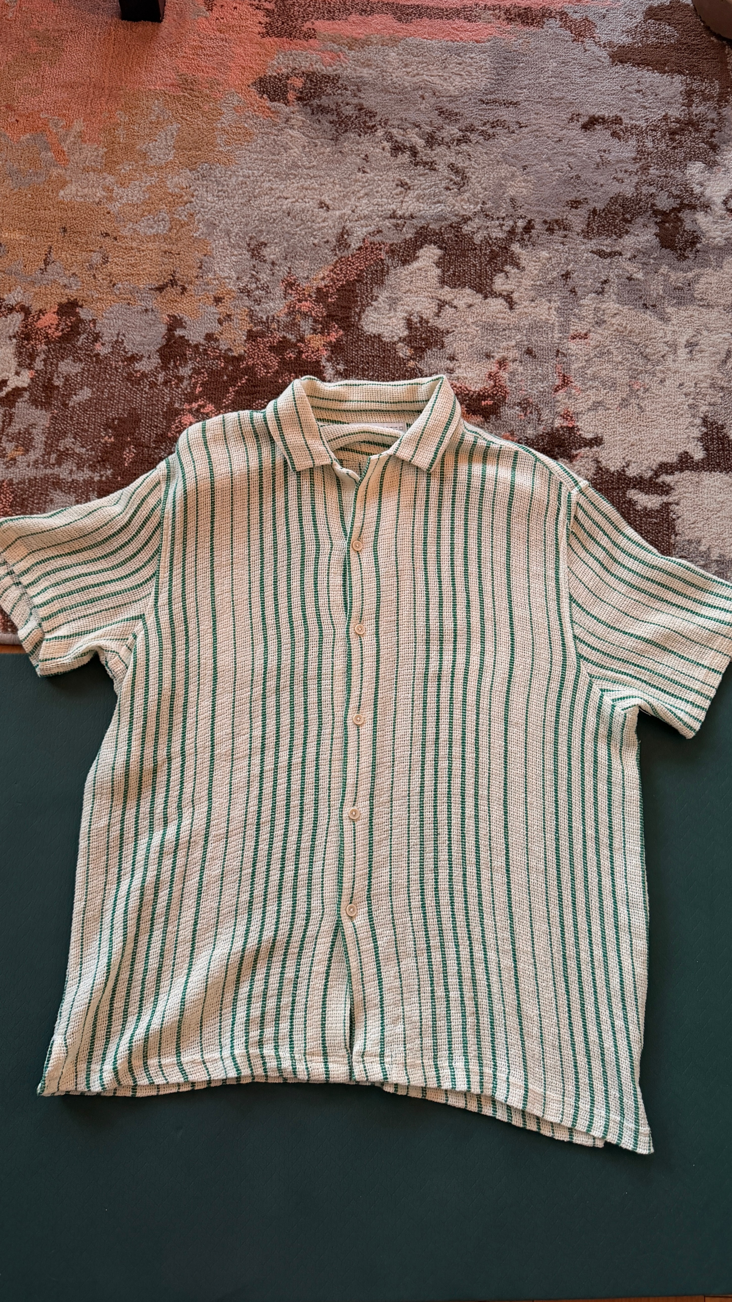 ZARA Striped Button-Up Short Sleeve Shirt