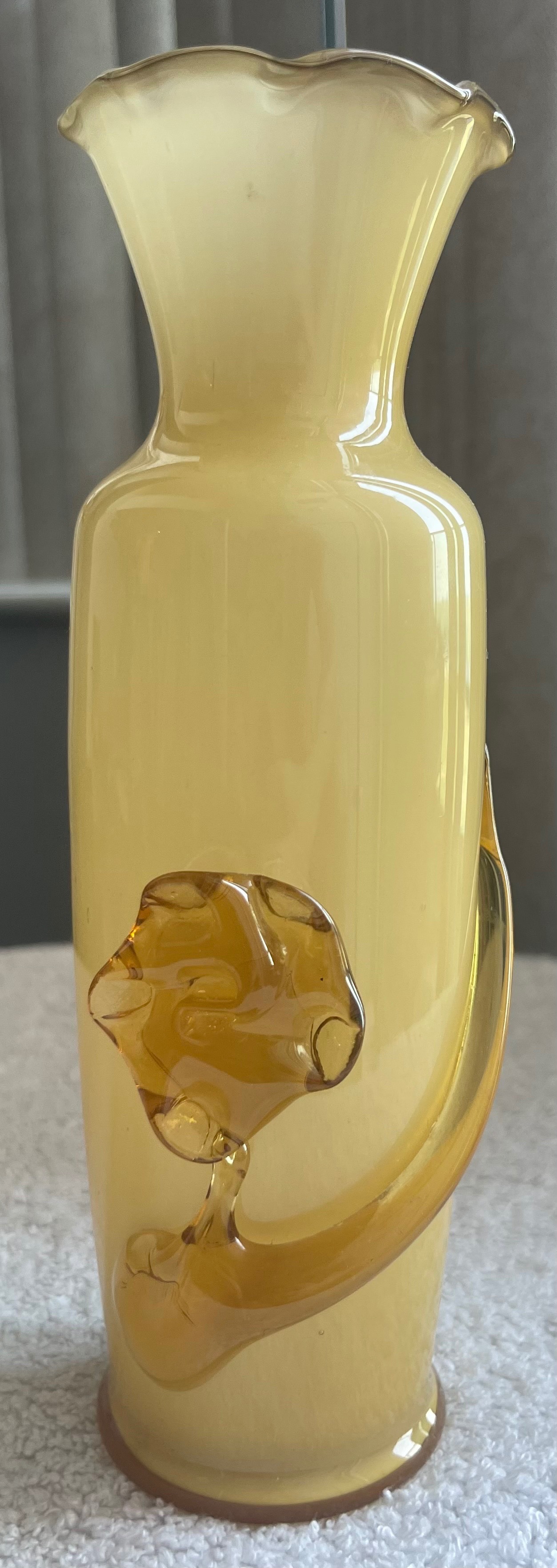 Vintage Mid-Century Amber & Gold Overlay Bud Vase