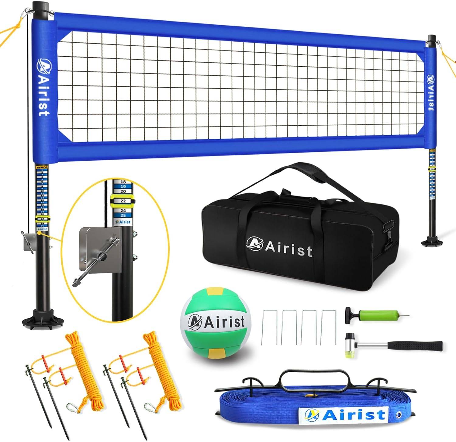 Airist Volleyball Net Set for Summer (beach, sand, grass)