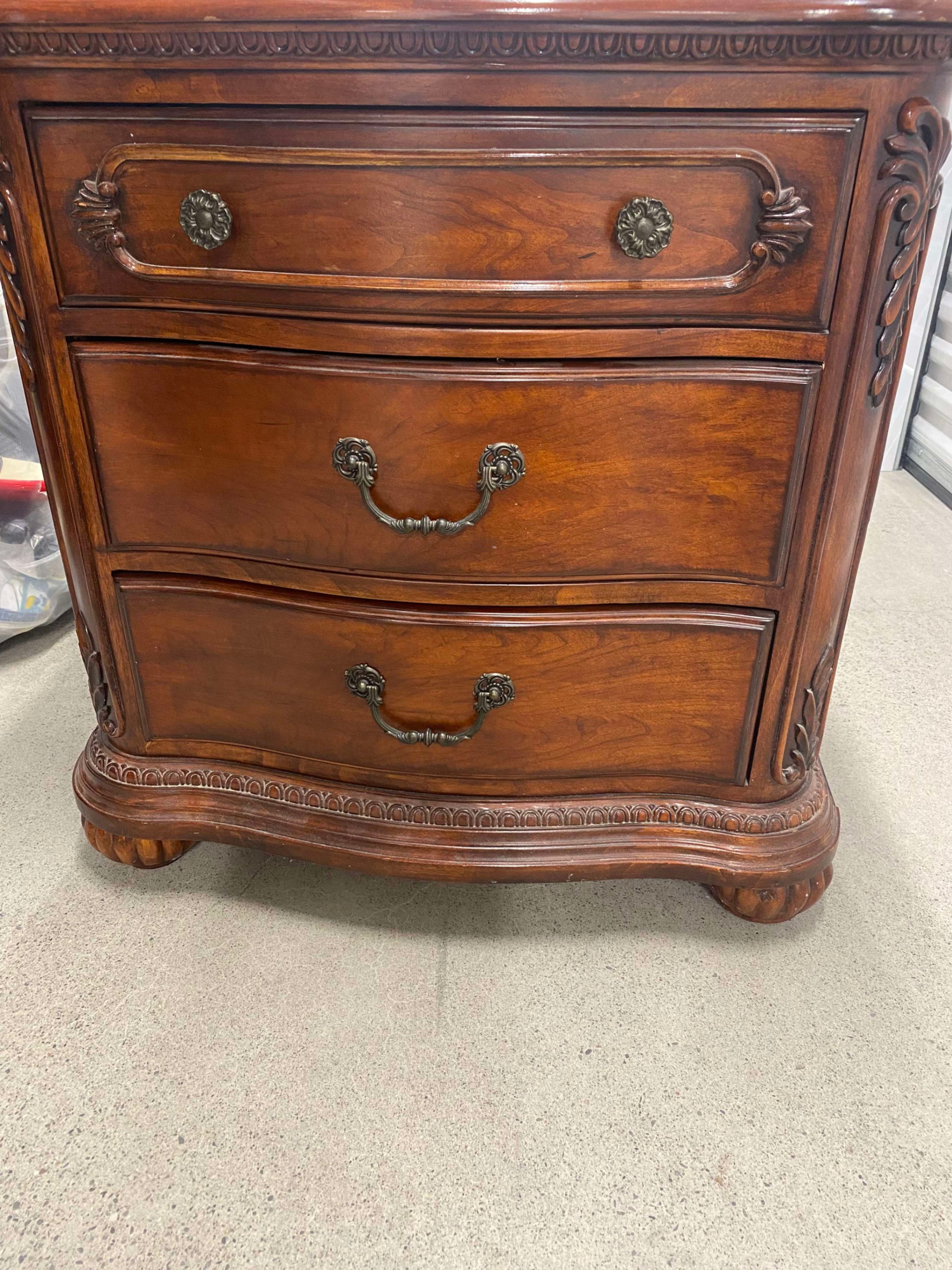 Wooden Nightstand with 3 Drawers
