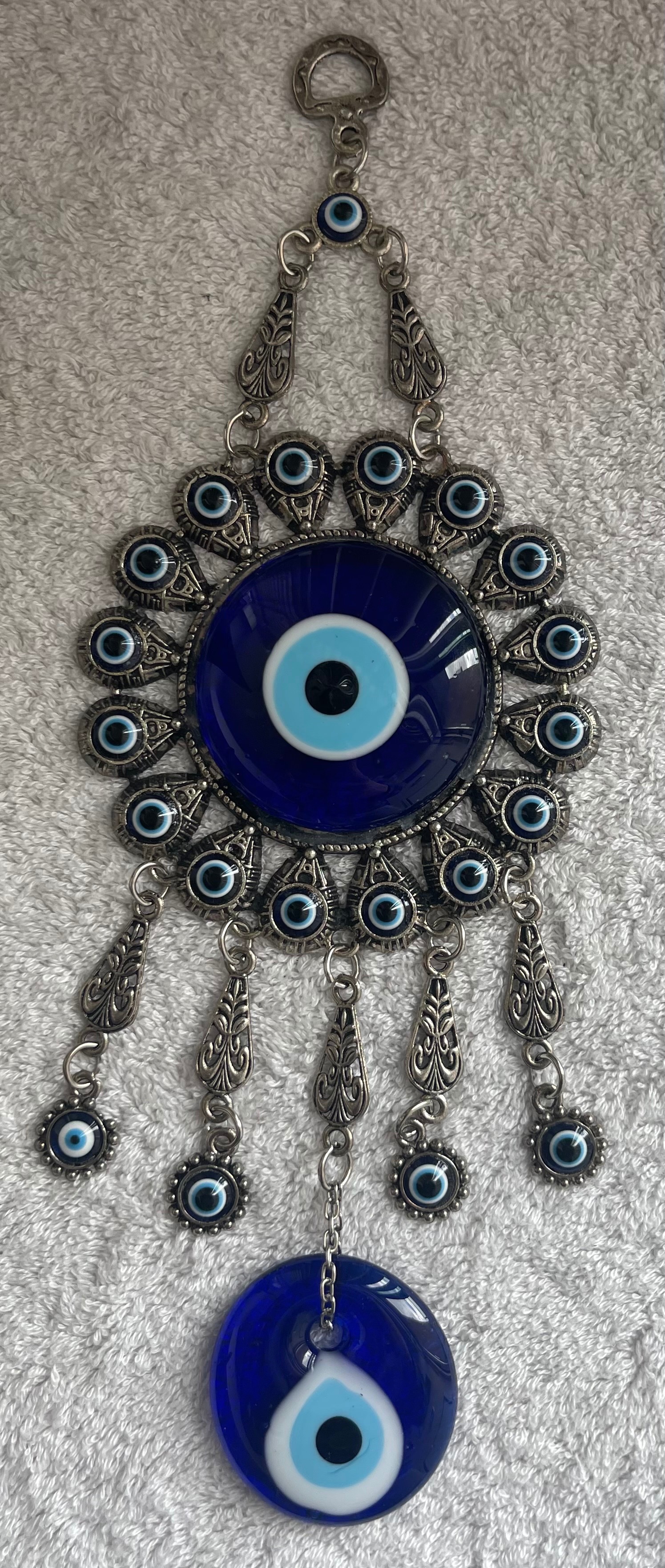 Large 12" Turkish Evil Eye (Nazar) - Glass & Metal