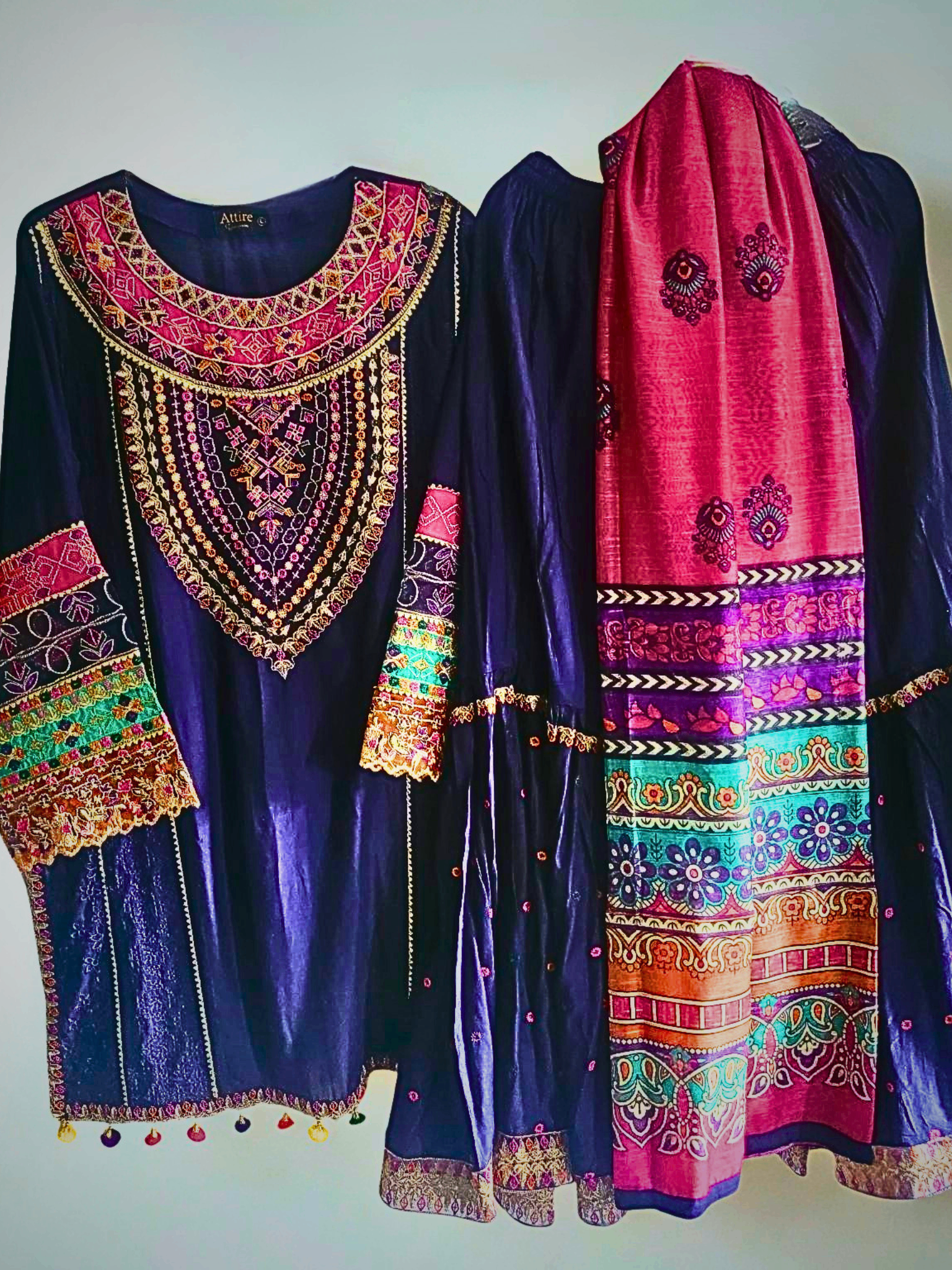 Attire 3-Piece Embroidered Gharara suit