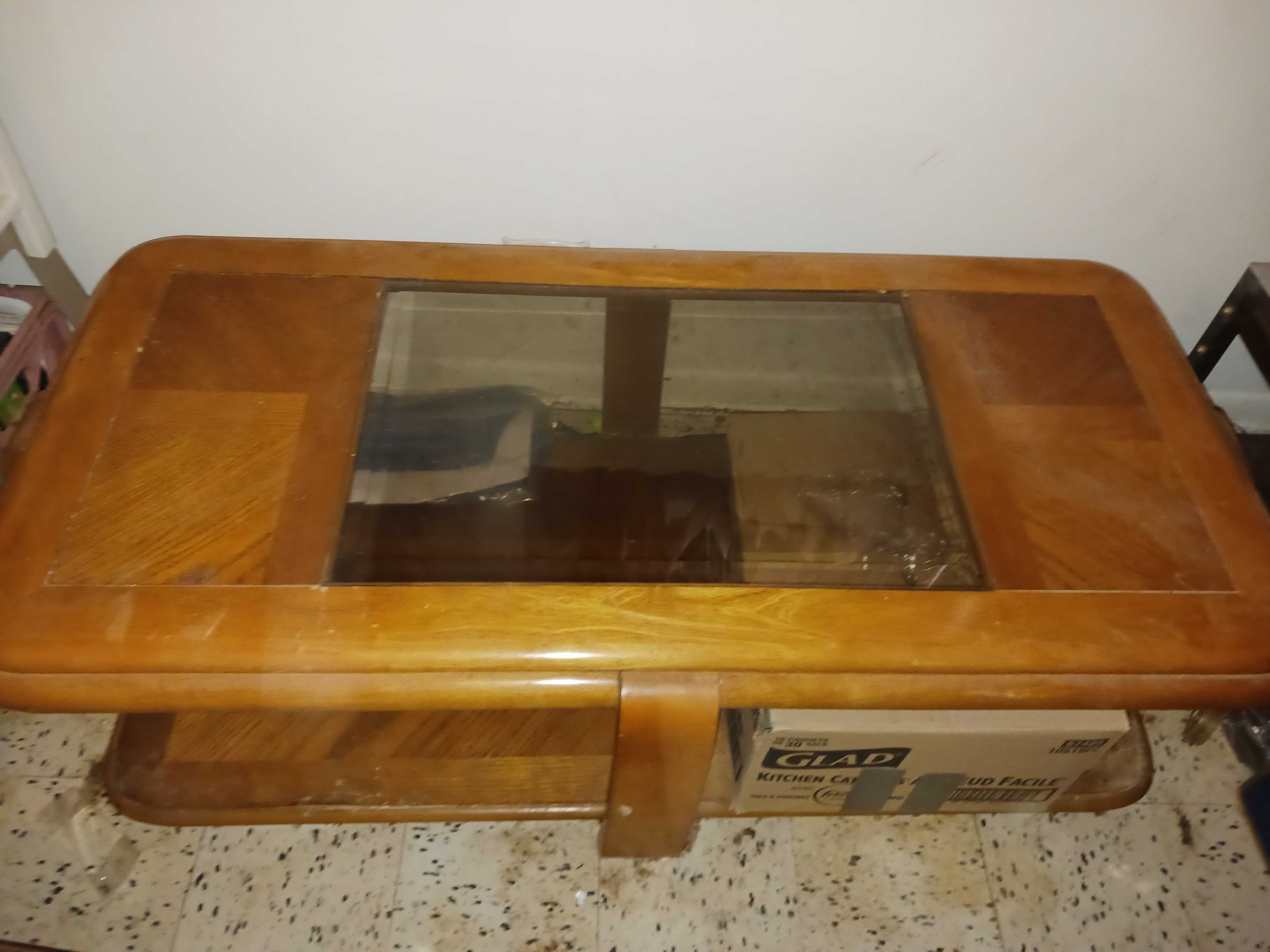 Vintage Wood and Glass Coffee Table