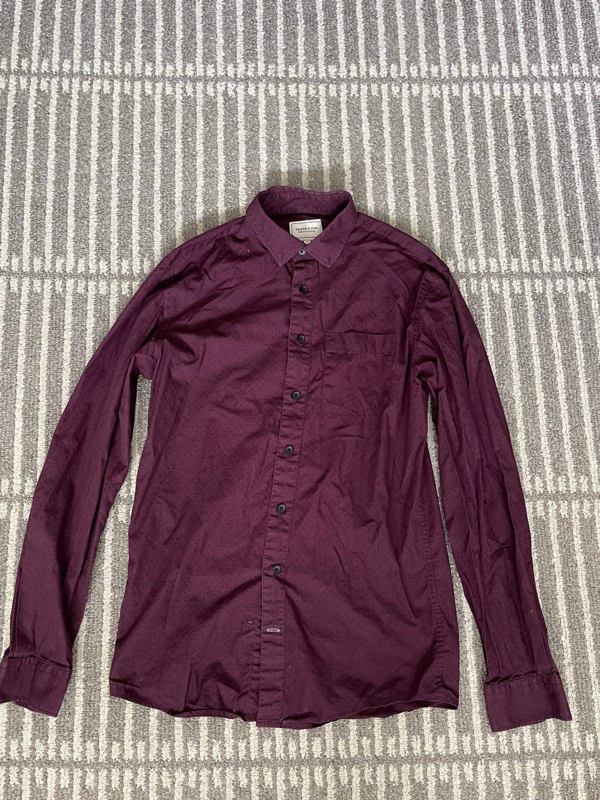 Frank & Oak Men's Burgundy Polka Dot Button-Up Shirt XS
