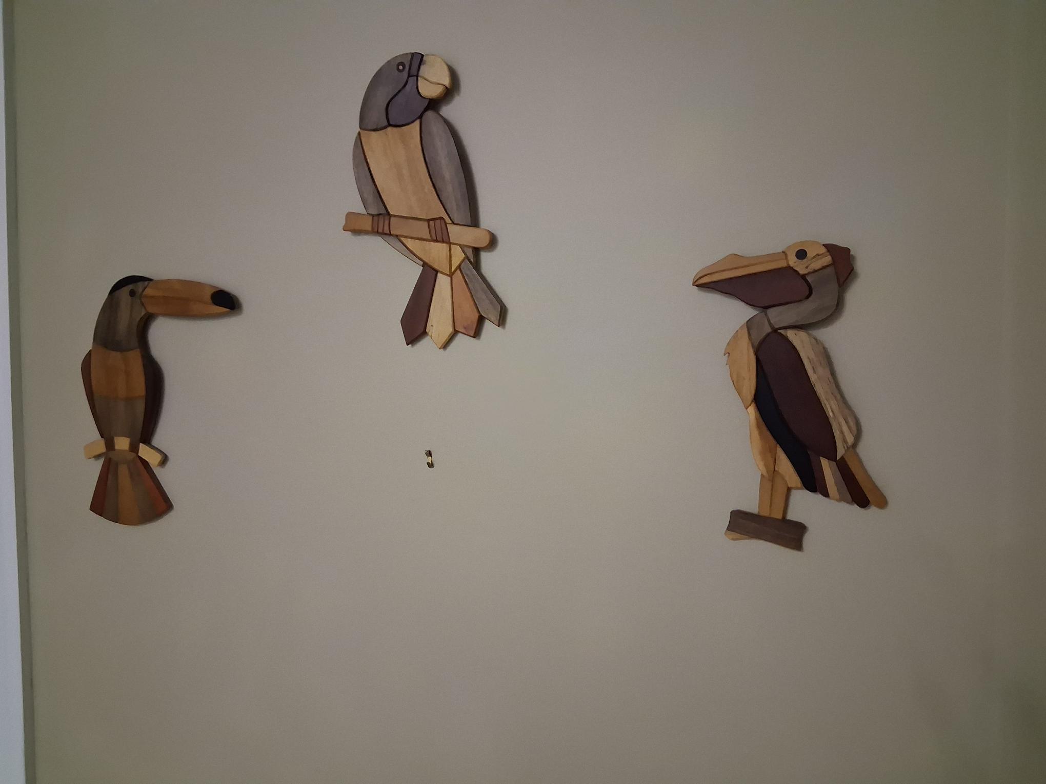 Wooden Bird Decor-Toucan, Parrot, Pelican Set