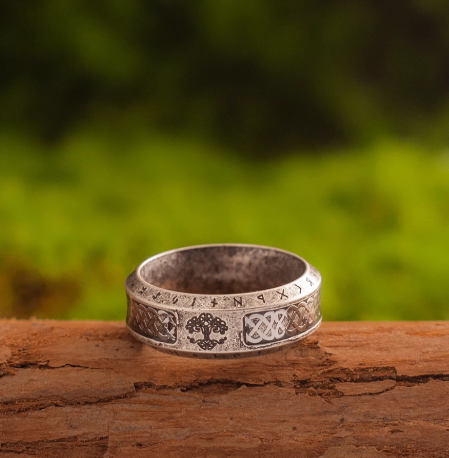 Viking Tree of Life and Runes Ring