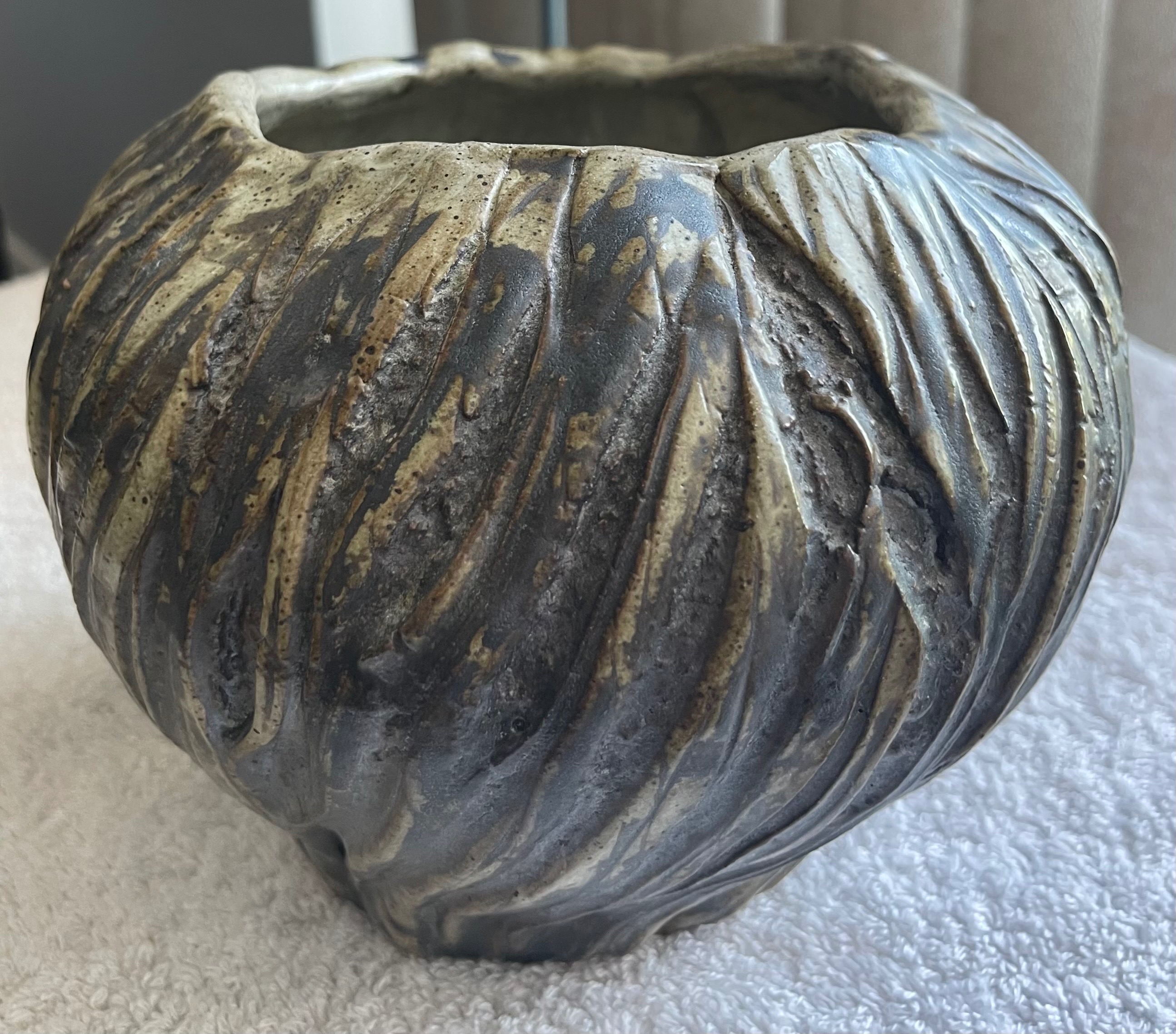 Heavy Vintage Ceramic Forest Drip Planter Bowl (3 LBS)