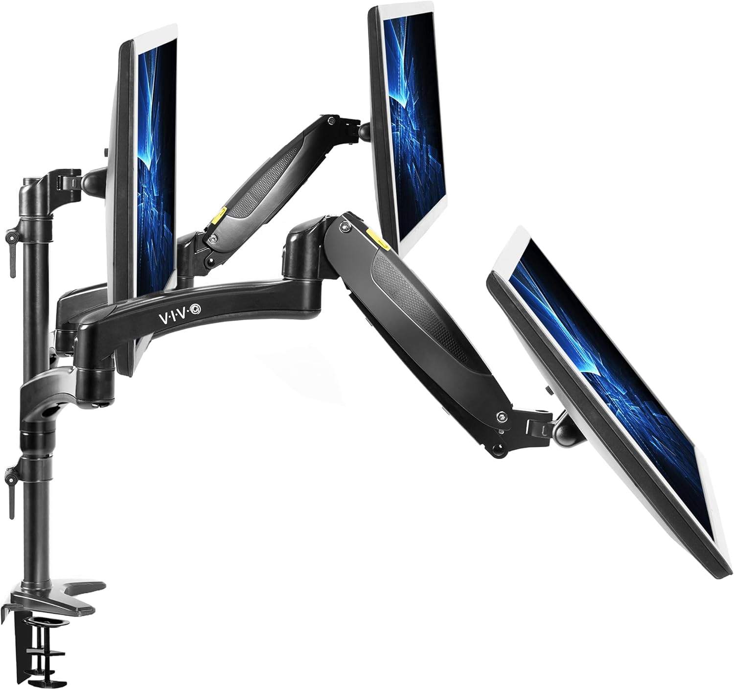 New VIVO Black Triple Monitor Mount, 2 Pneumatic Arms + 1 Fixed - photo 4