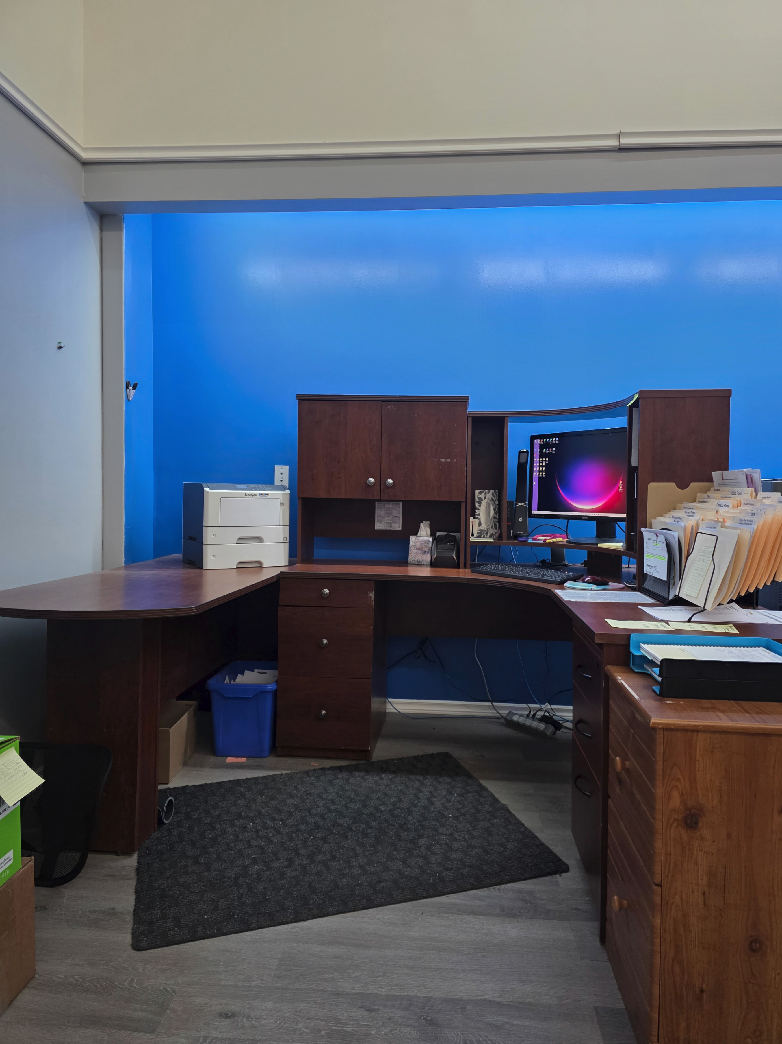 Executive-style office desk setup