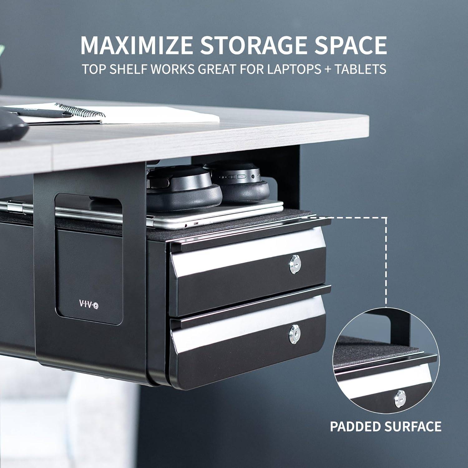 New  VIVO Under Desk Double Stacked Slide Out Drawers with Lock - photo 5