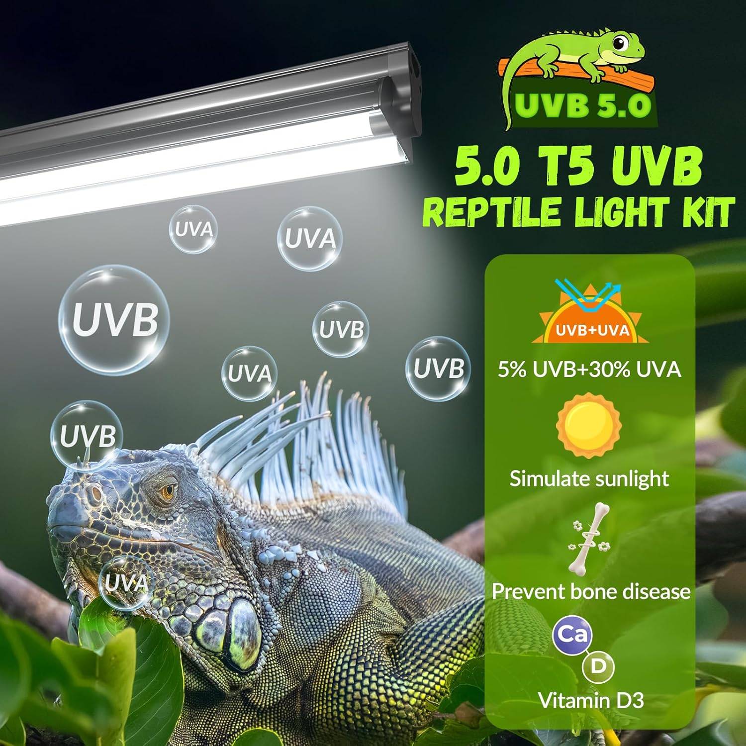 Reptile UVB Light Fixture Kit 5.0 T5 24W - photo 3