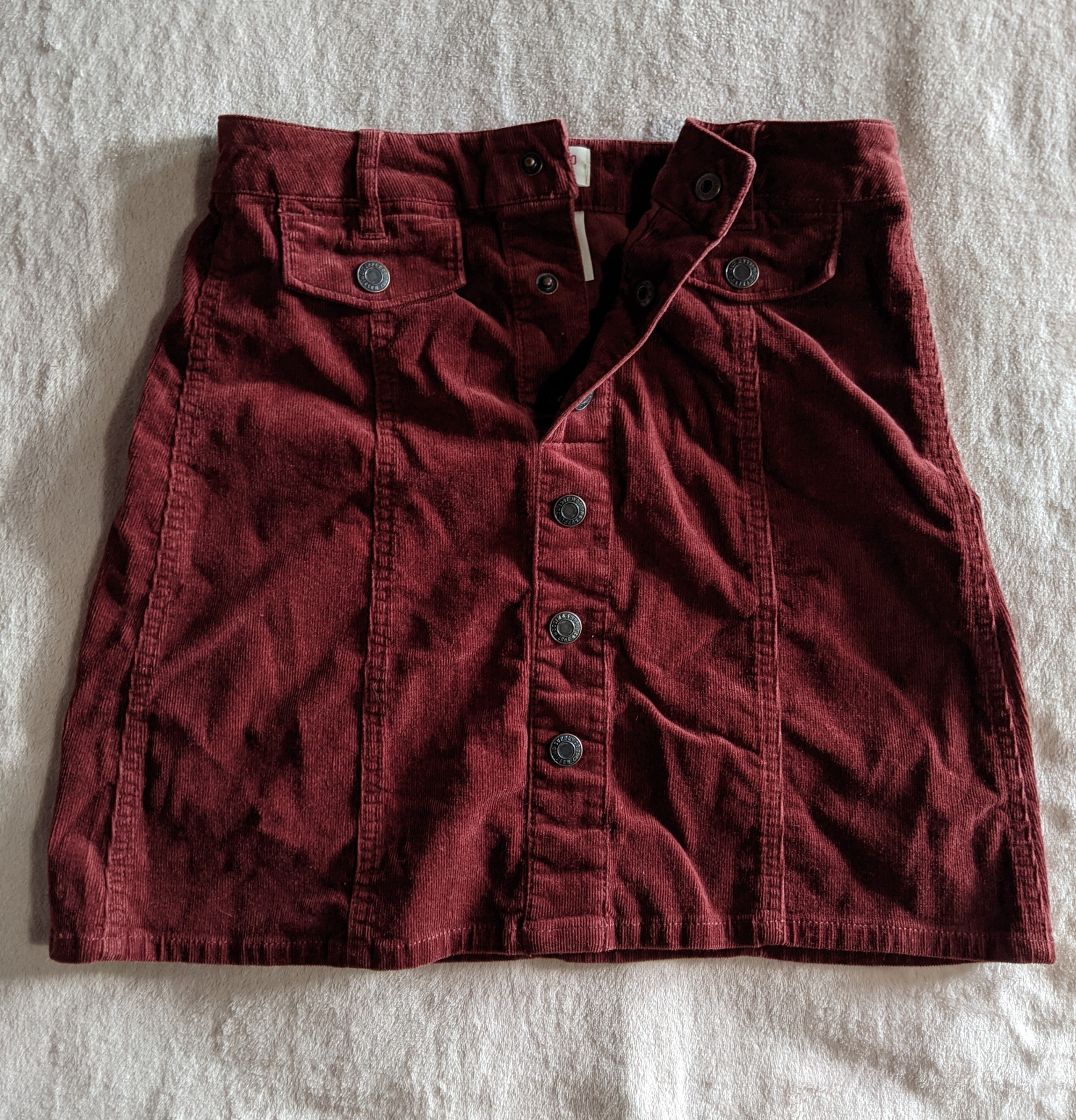 Red Button-Down Denim Mini Skirt - photo 2