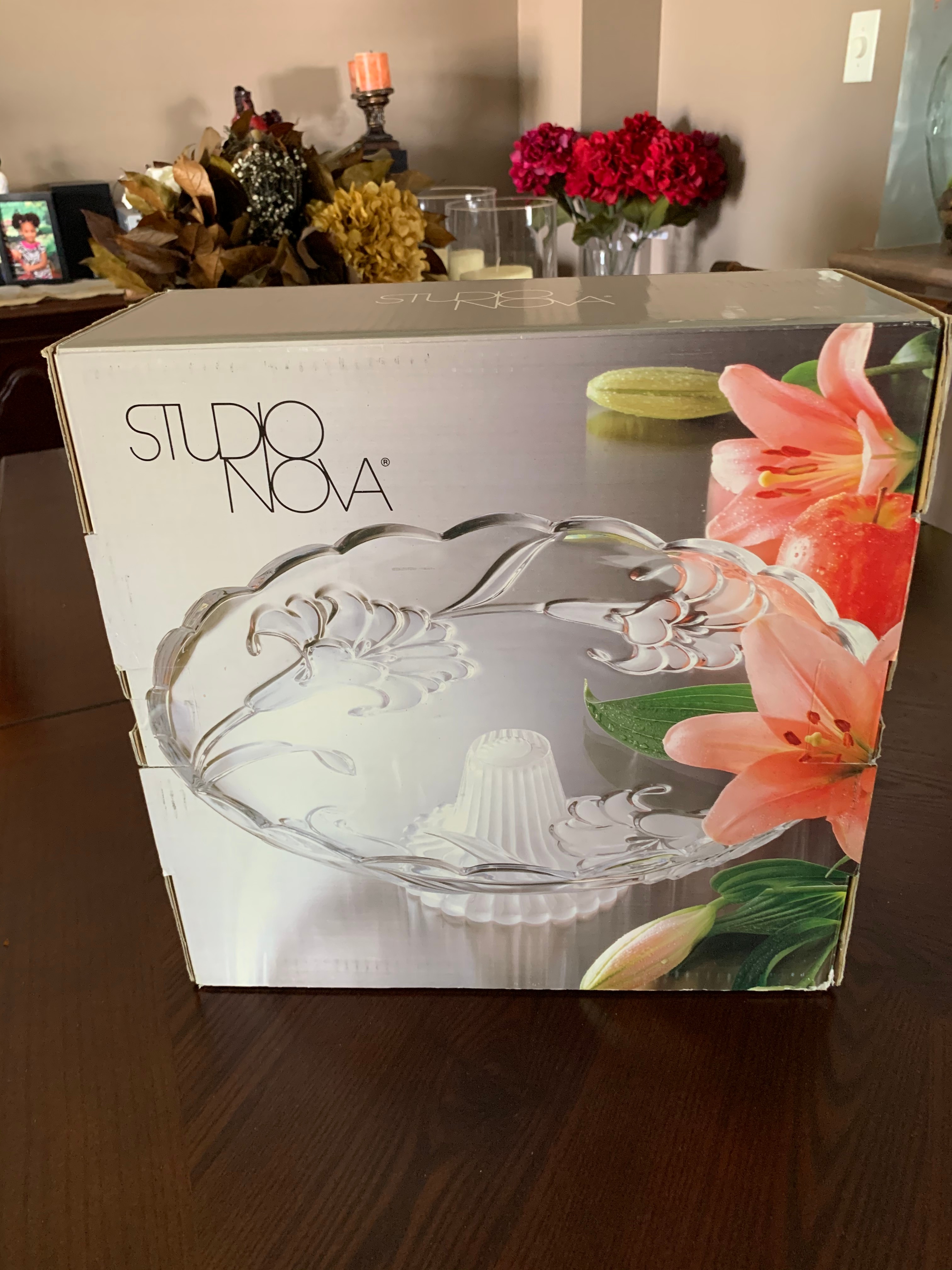 Studio Nova Crystal Cake Stand with Floral Etching