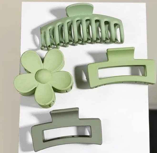 Set of 4 Green Hair Claw Clips