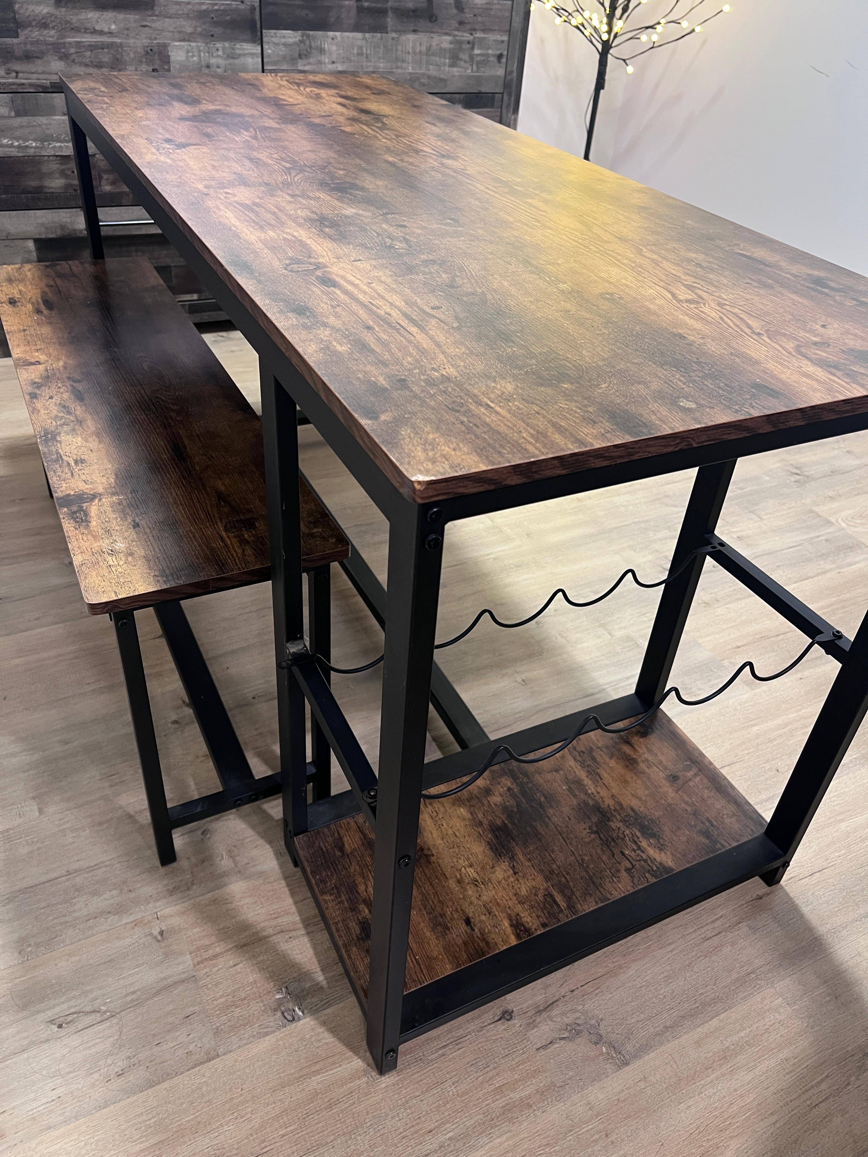 Dining Table Set with Benches & Wine Rack – $130 (Guelph, ON) - photo 4
